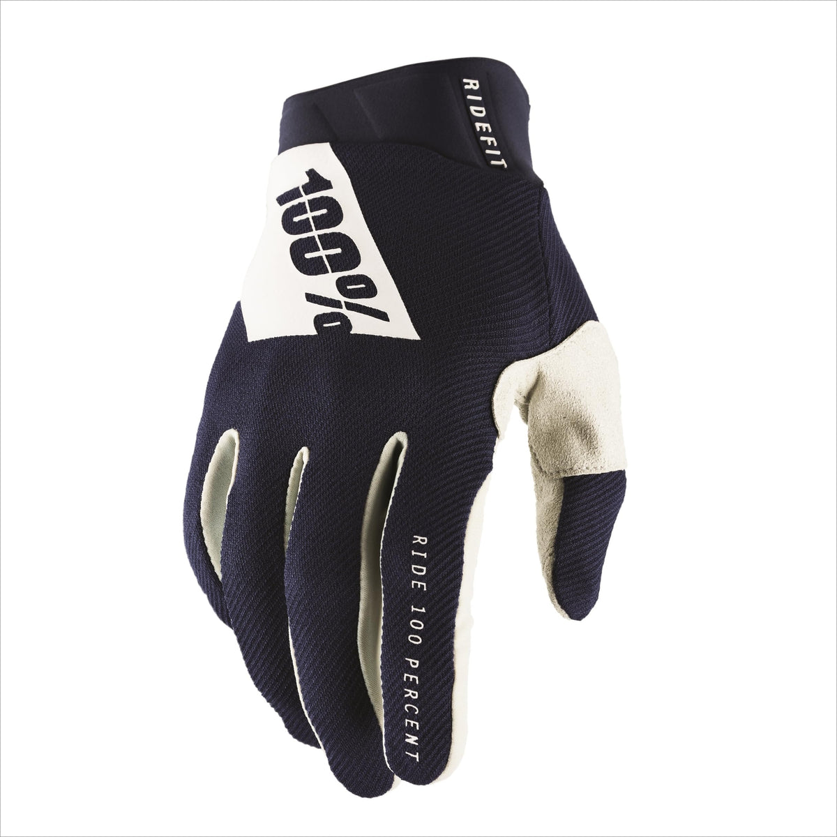 100% RIDEFIT Glove - Touch Screen Friendly & Lightweight Gloves for Bike Riding & MX - Bike Gloves with Neoprene Design - Navy/W