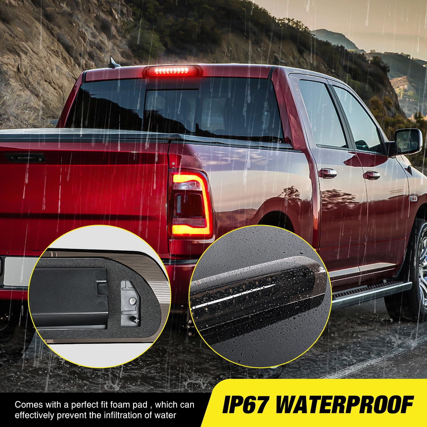 Nilight Third Brake Light High Mount 3Rd Stop Reverse Cargo Led Lighting Replacement For 2002-2008 Dodge Ram 1500 2003-2009 Ram