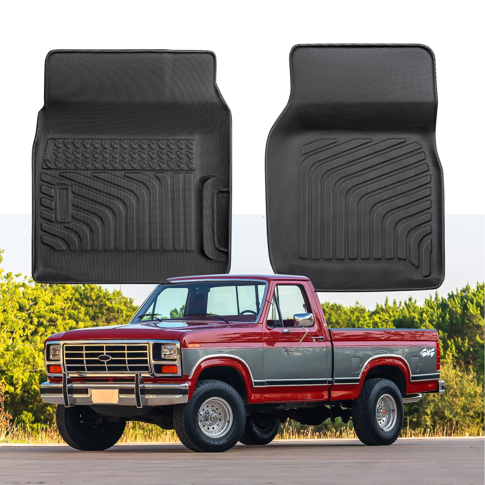 Car Floor Mats for Ford F150/F250/F350: 1980-1996 Floor Mats for Ford F-150/Bronco, Accessories for F-250/F350 1980-1997 Black F