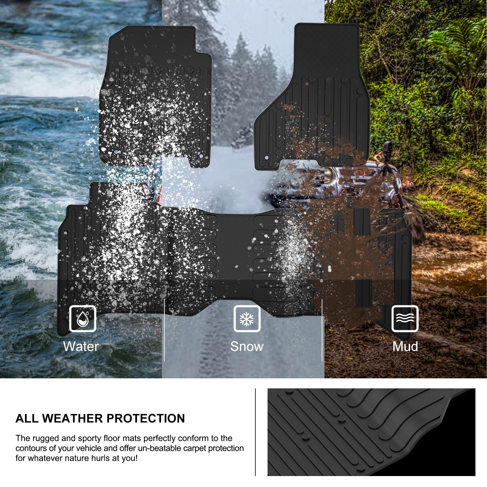 Kiwi Master Floor Mats For 2013-2018 Dodge Ram 1500/2500/3500 Crew Cab, 2019-2024 Ram 1500 Classic Crew Cab All Weather Mat Tpe