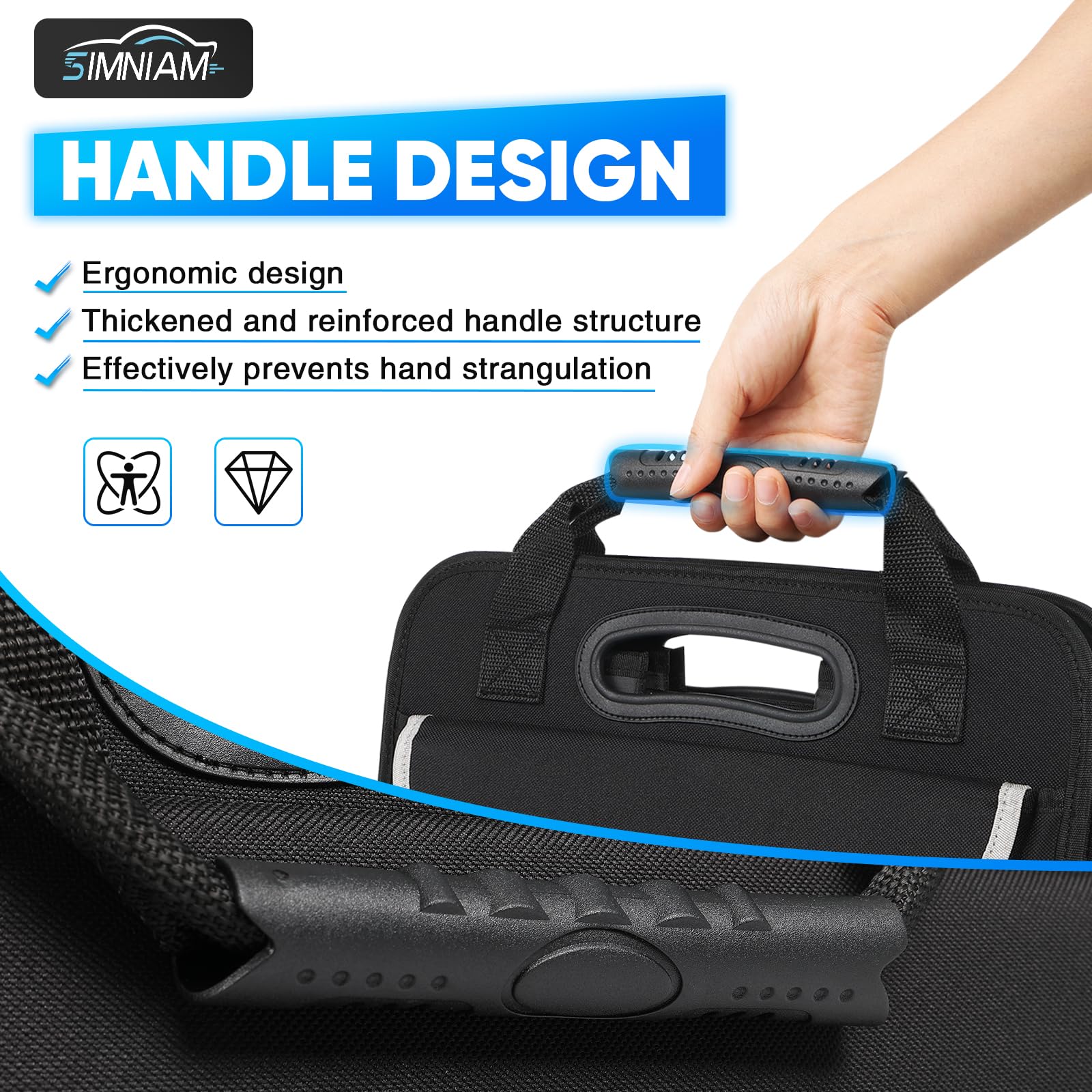 Simniam Large Car Trunk Organizer - with 5 Compartments Trunk Organizers and Storage SUV, Reinforced Handle, Securing Straps, Tr