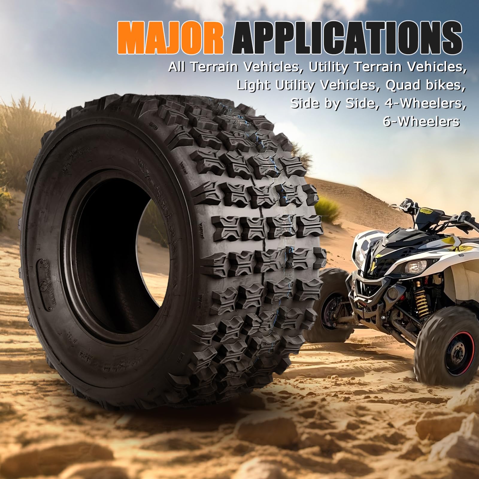 TRIPOWER 22x10-9 ATV UTV Tires 22x10x9 All Terrain Knobby Sport Tires for All Trail Sand Mud Off-Road Tire, 6-Ply Tubeless, Pair