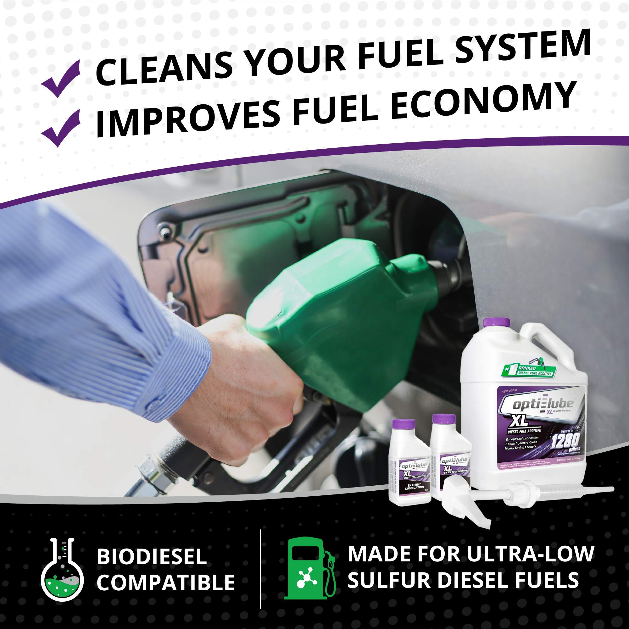 Opti-Lube Xl Xtreme Lubricant Diesel Fuel Additive: 1 Gallon With Accessories (Hdpe Plastic Hand Pump And 2 Empty 4Oz Bottles) T