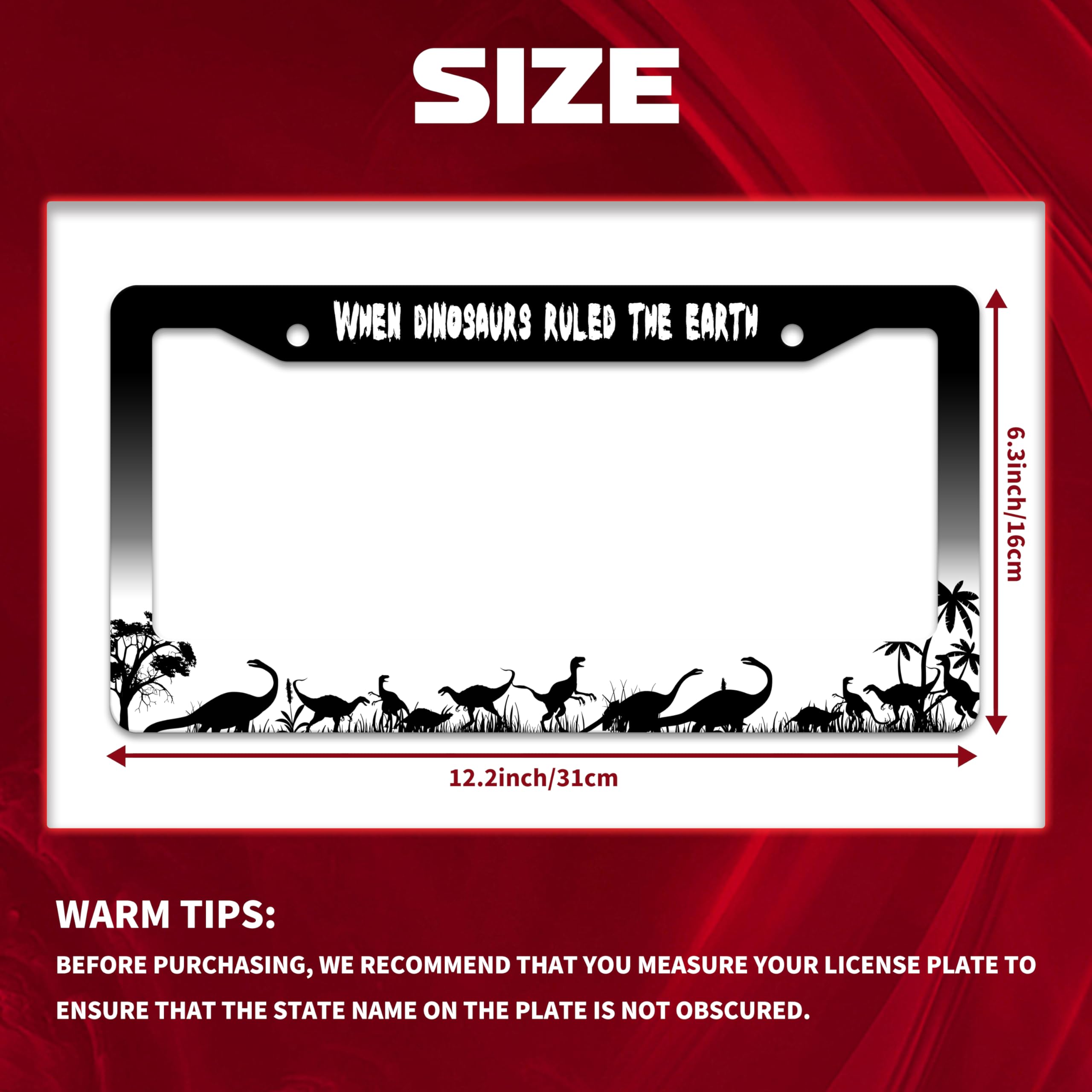Personalise When Dinosaurs Ruled The Earth License Plate Frame License Plate Holder Car Universal Stainless Steel Accessories Ca