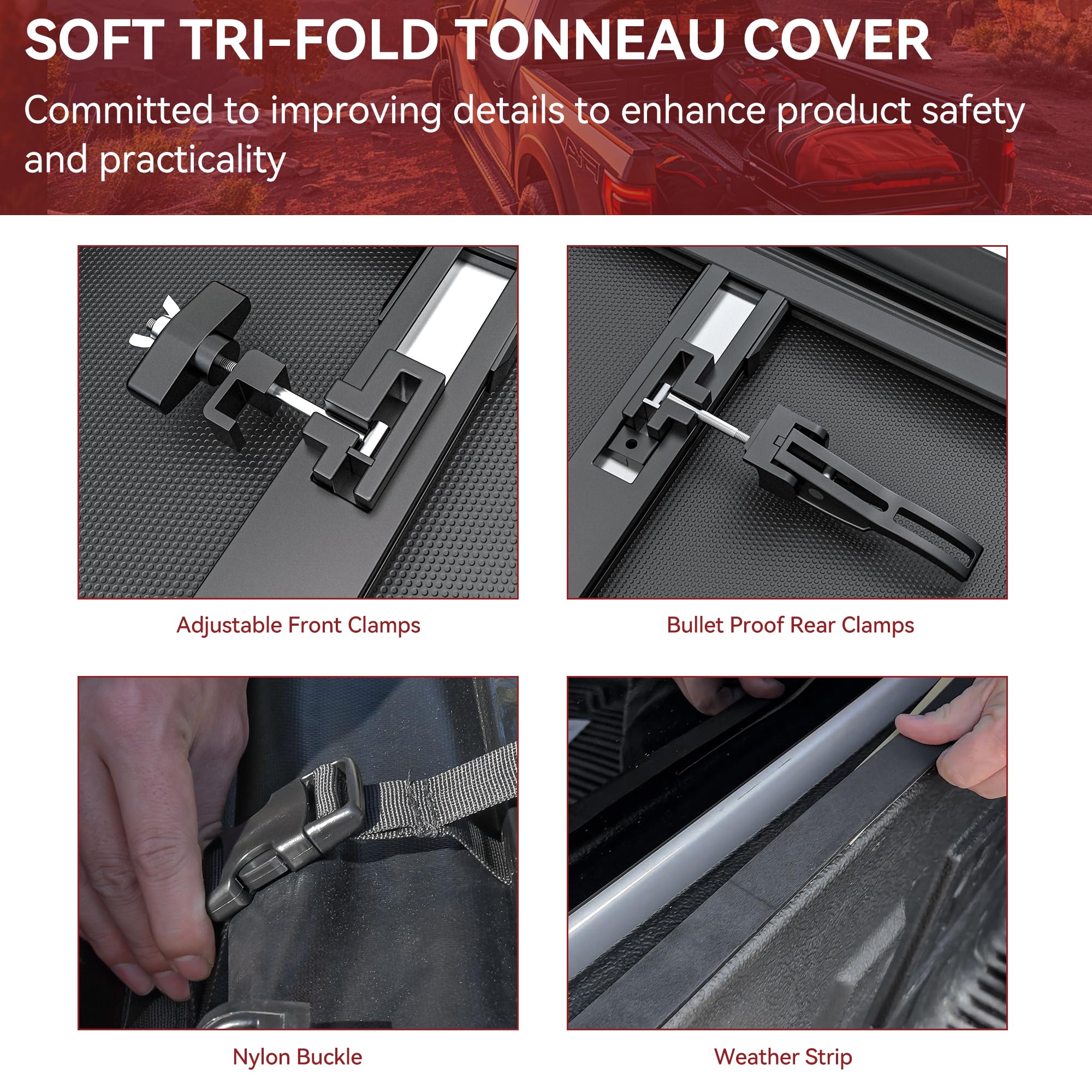 Yitamotor Soft Quad Fold Truck Bed Tonneau Cover Fits For Chevy Silverado/Gmc Sierra 1500 2007-2025 With 5.8 Ft Bed