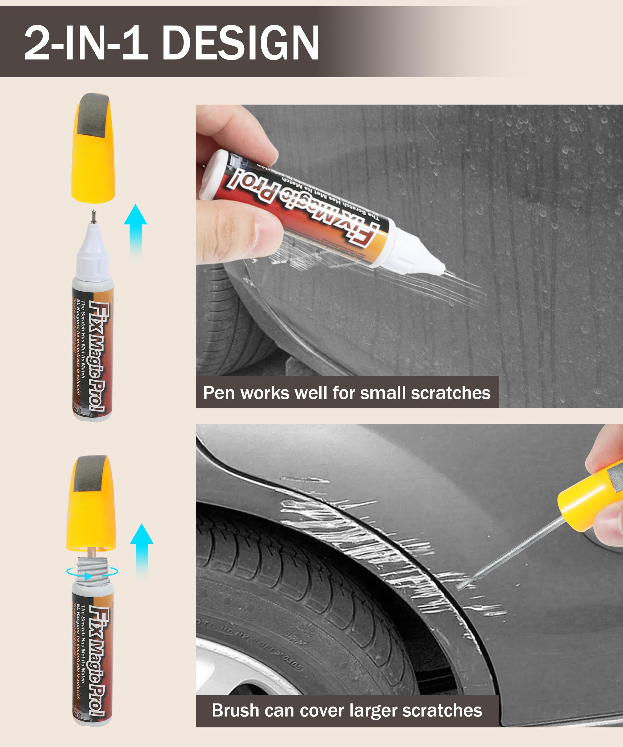 Zlirfy Touch Up Paint Pen,Car Scratch Remover for Deep Scratches,Two-In-One Car Paint Scratch Repair Pen,Car Accessories Car Pai