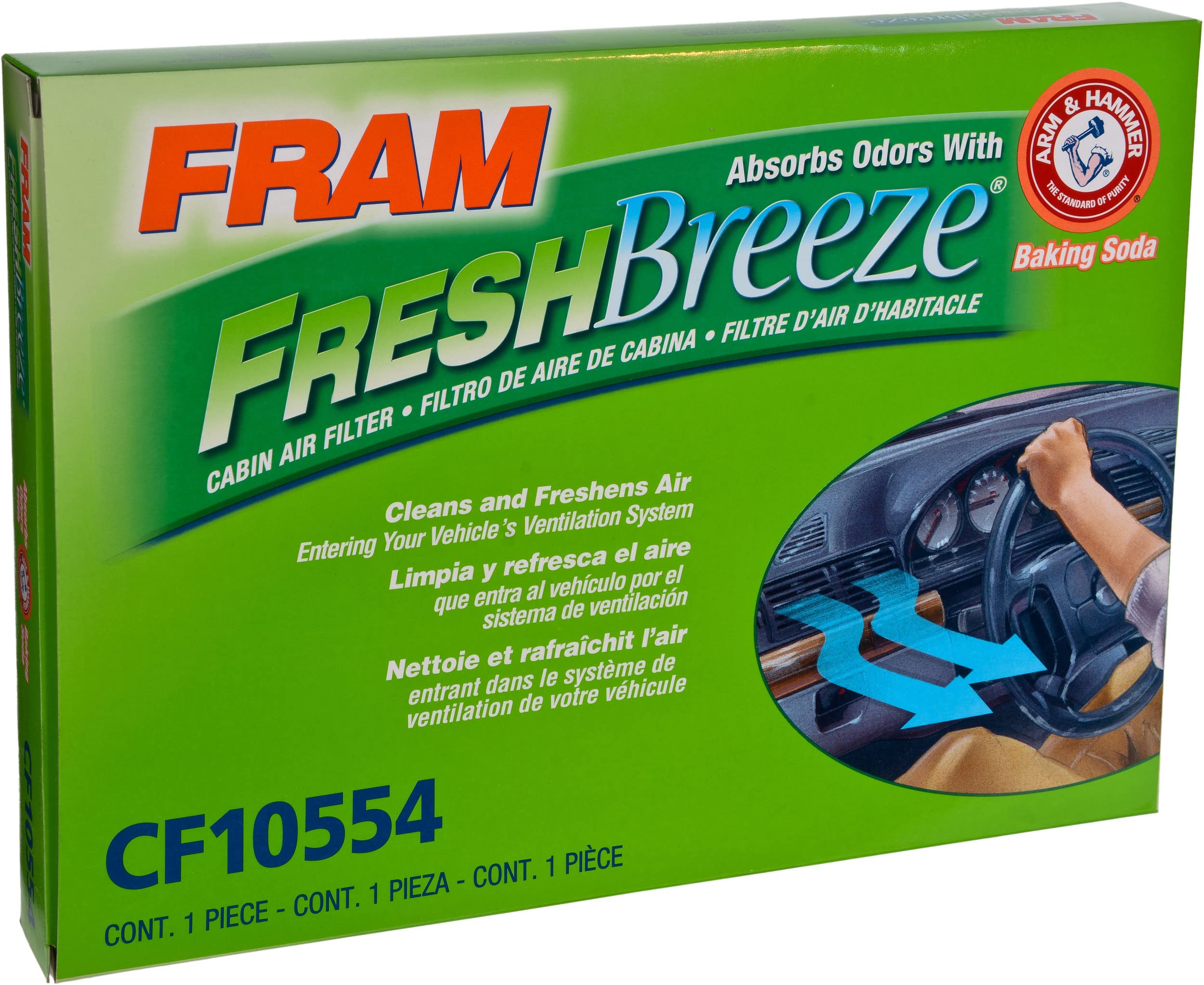 Fram Fresh Breeze Cabin Air Filter With Arm & Hammer Baking Soda, Cf10554 For Select Nissan Vehicles , White
