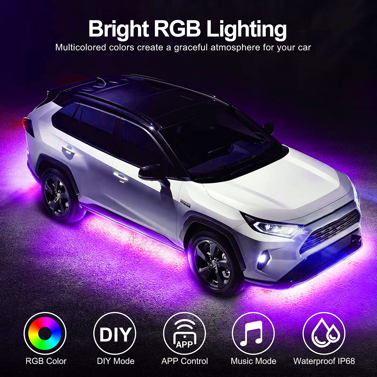 Underglow Kit For Car, Car Led Underglow Lights For Trucks With App And Remote Control, 16 Million Rgb Colors, 29 Preset Modes,