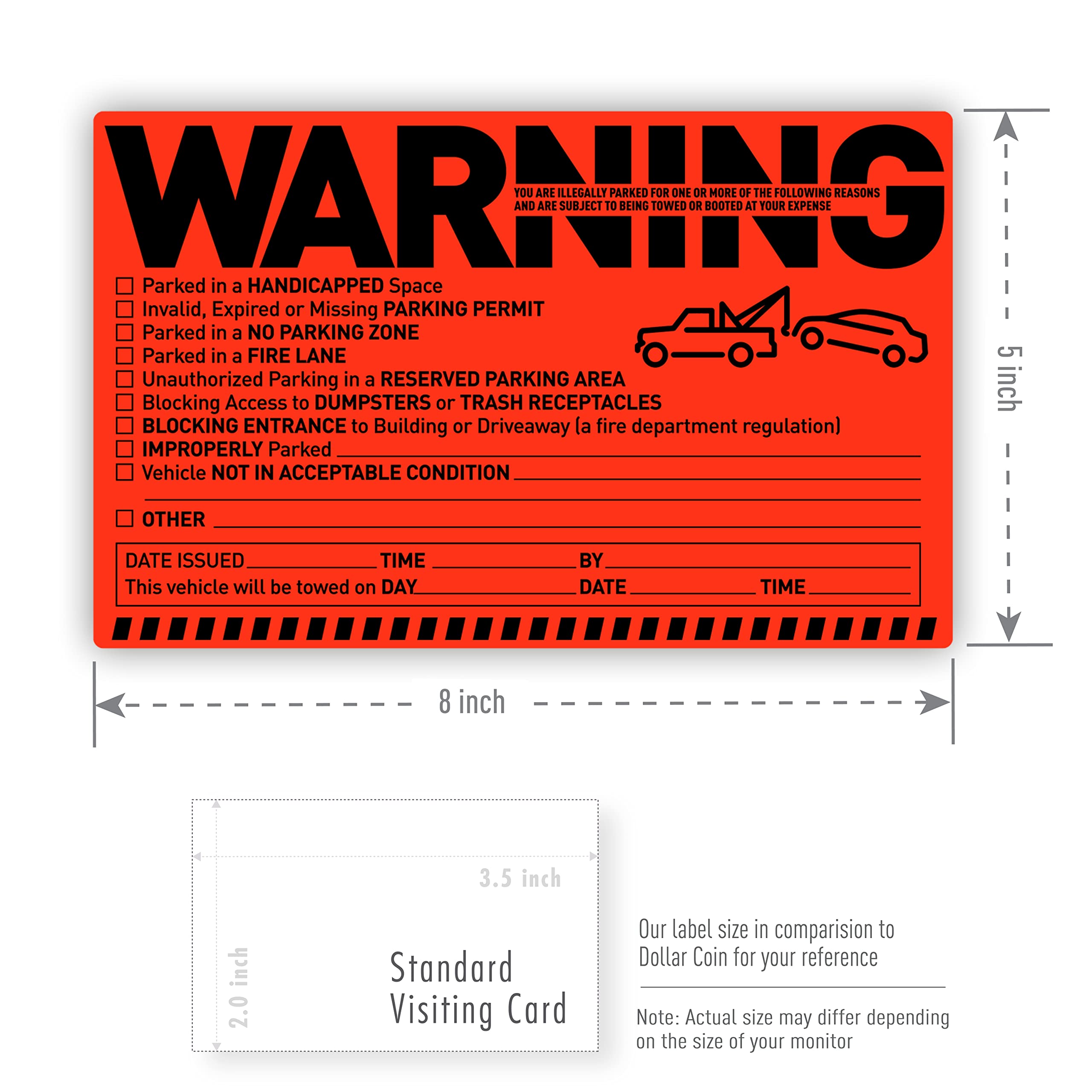 Easykart Labels 250 Parking Violation Stickers Notice Parking Violation Stickers Tow Stickers For Car Vehicle Private Parking Wa