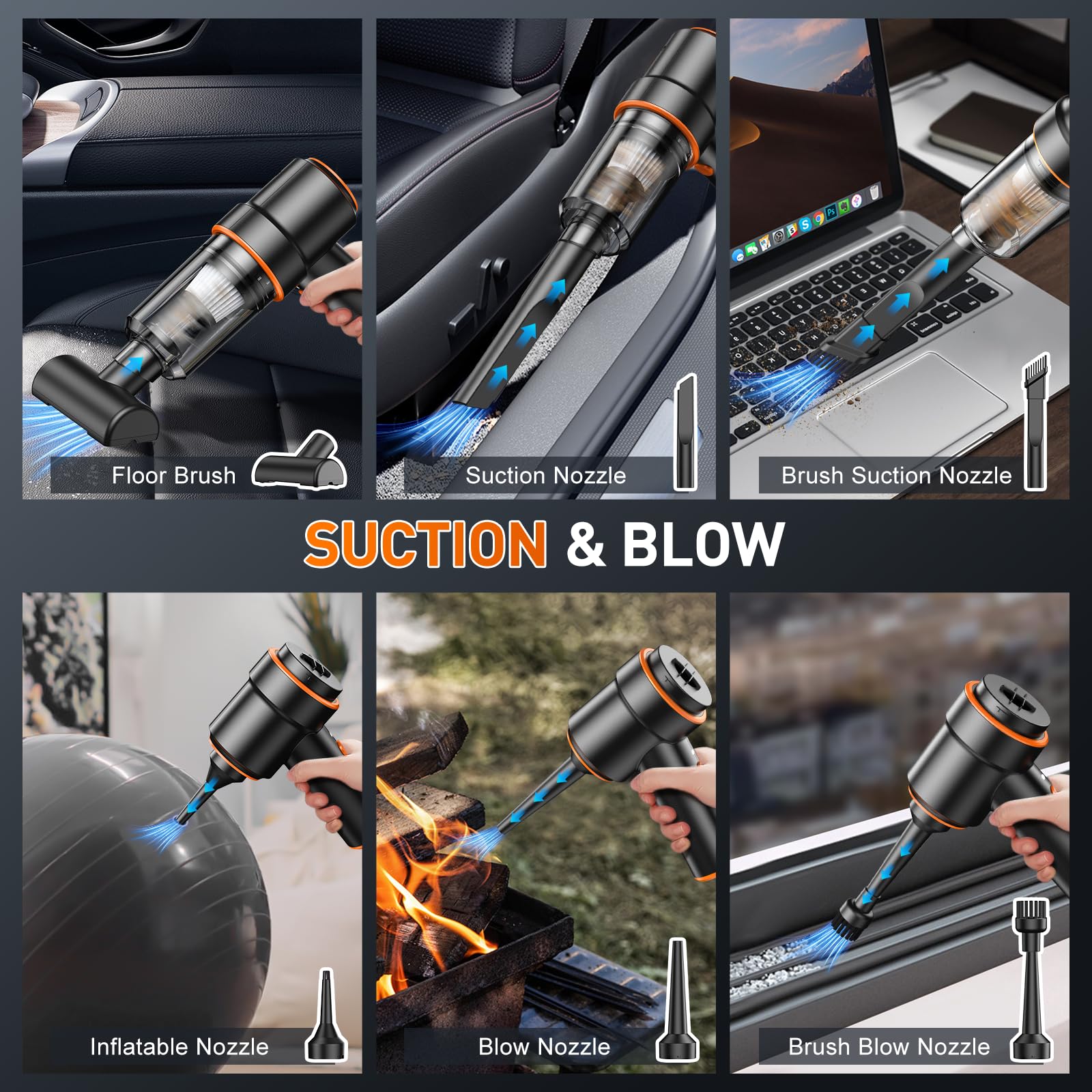 Kmm Handheld Car Vacuum Cleaner, 11000Pa Vacuum Cleaner & Air Duster, 120W High Power Vacuum Portable Cordless, Hand Held Vacuum