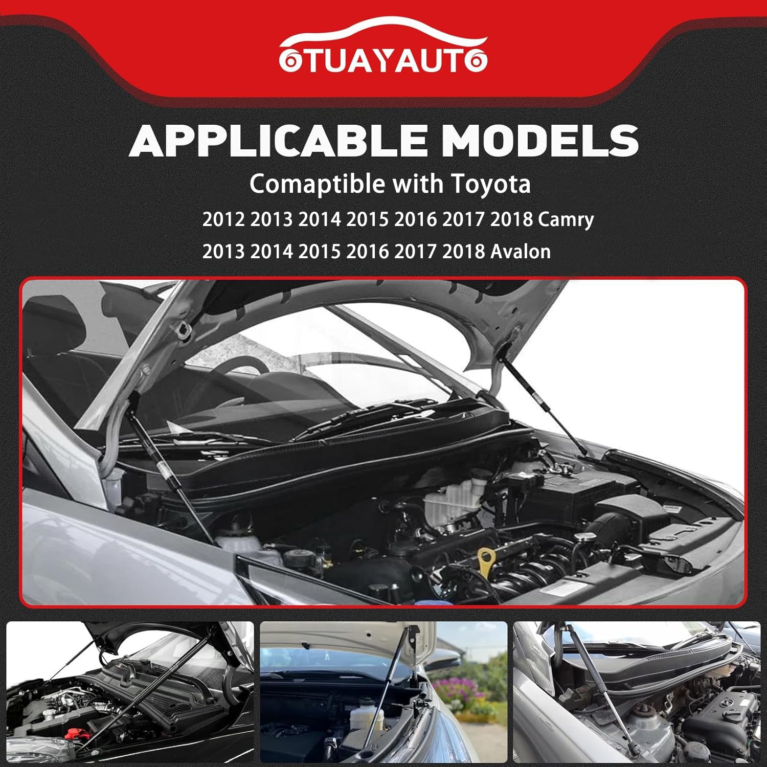 Otuayauto Front Hood Struts - Replacement For 2013-2018 Toyota Avalon, 2012-2018 Camry Hood Lift Supports Shocks - Oem # 6757, S