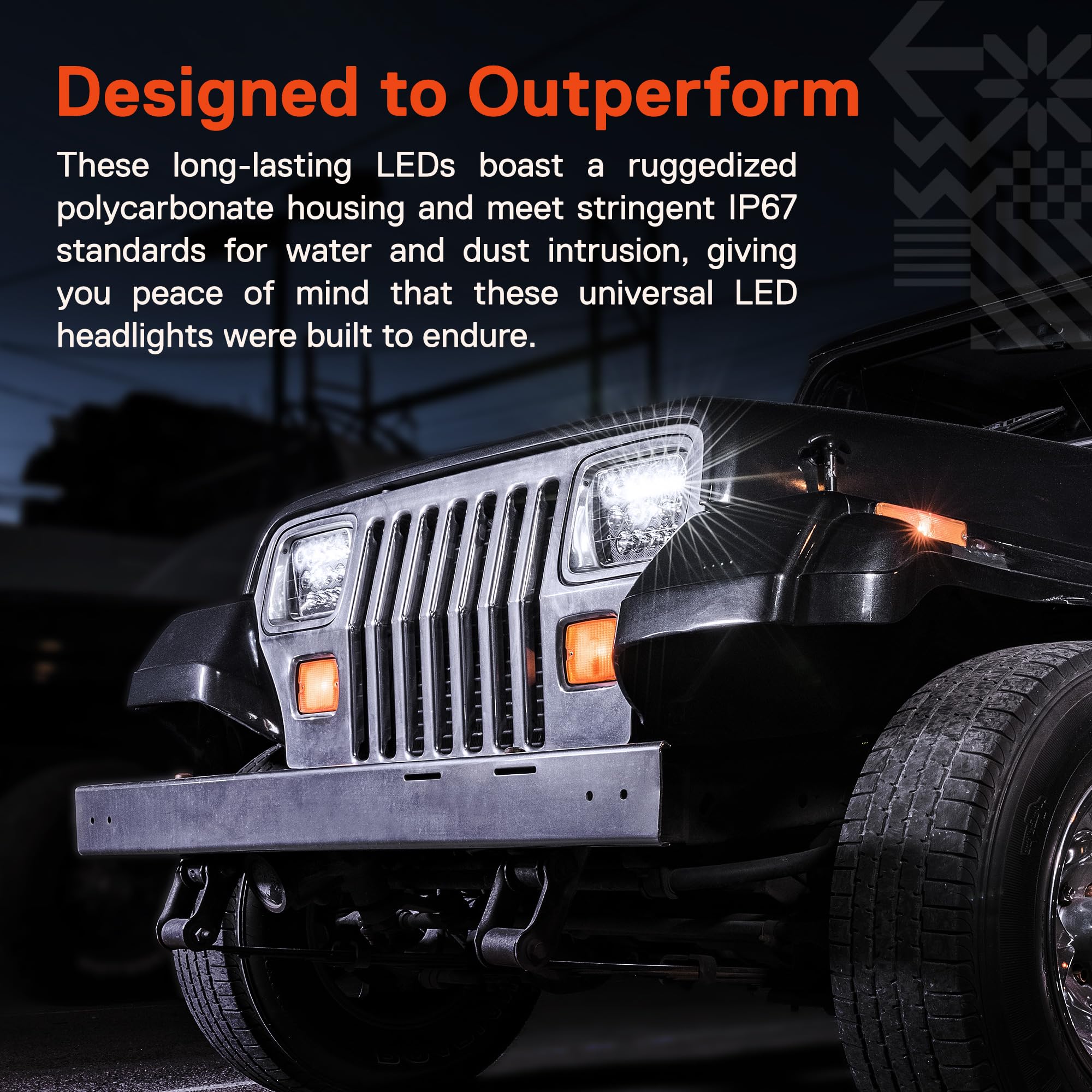 True Mods 7X6 5X7 Led Headlights H6054 H5054 Black [Low/High Sealed Beam] For Jeep Wrangler Yj Cherokee Xj Pickup Truck Van Chev