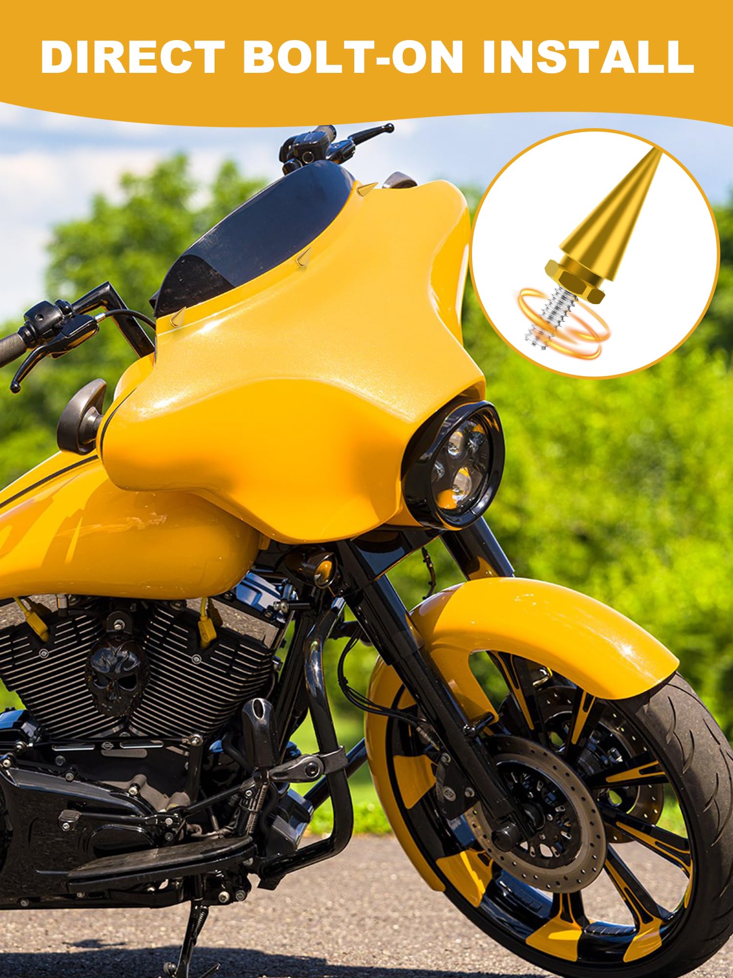 Ailmoto Windshield Bolts Yellow, Fairing Bolts Compatible For Compatible For Harley Davidson 1996-2013 Street Glide, Electra Gli