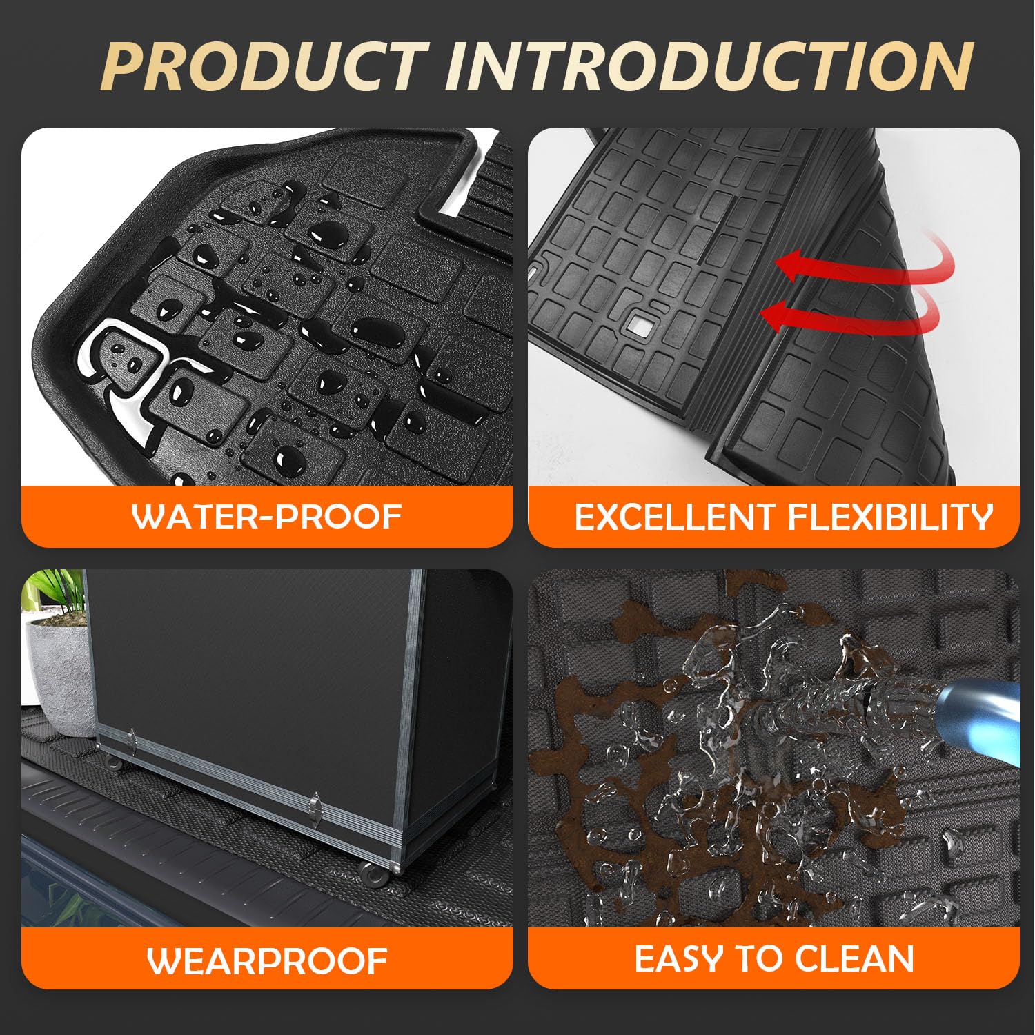 Xipoo Cargo Liner Compatible With 2014-2019 Toyota Highlander Trunk Mat With Backrest Mat Replacement For 2014-2019 Highlander Accessories (Fit 2014-2019 Toyota Highlander,Cargo Mat With Backrest Mat)