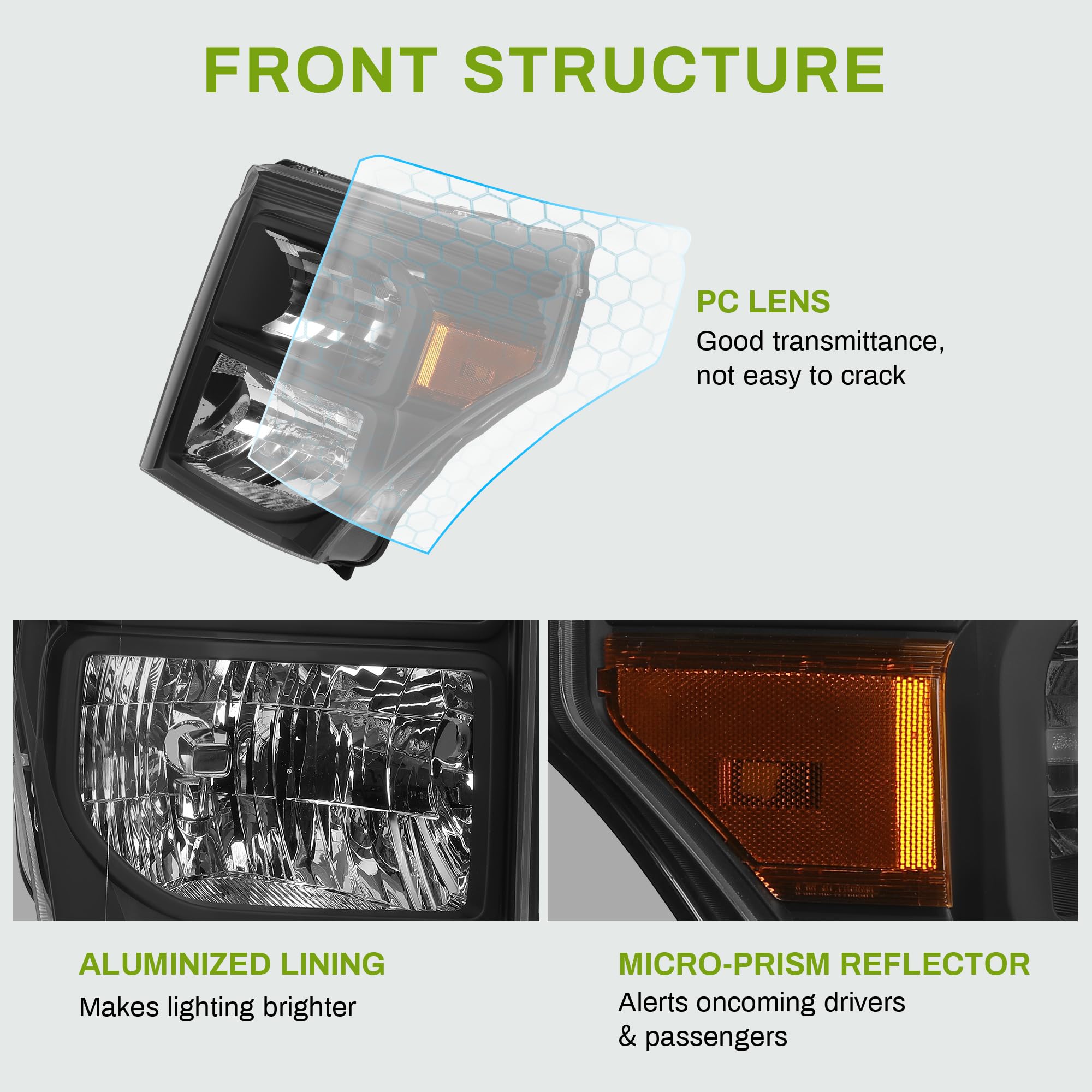 Autosaver88 Headlights Assembly Compatible With 2011-2016 Ford F-250 F-350 F-450 F-550 Super Duty Replacement Headlamp Black Hou