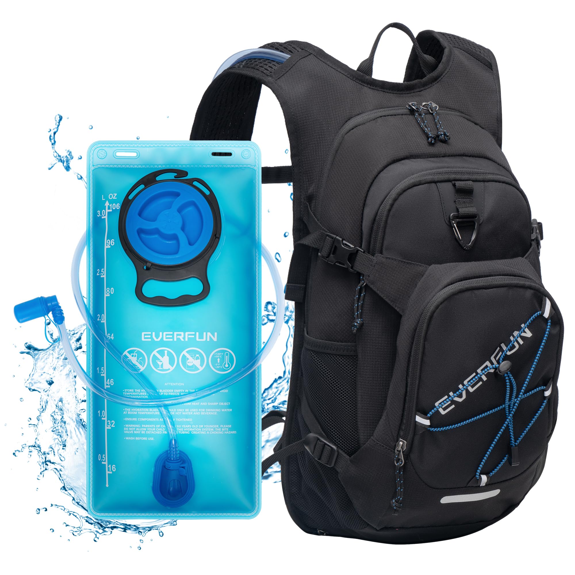 Everfun Hydration Backpack With Water Bladder 3L And Rain Cover, 18L Hiking Water Backpack Women Men Hydration Pack Insulated Lightweight Day Hydropack With Storage For Hiking, Biking, Running, Skiing
