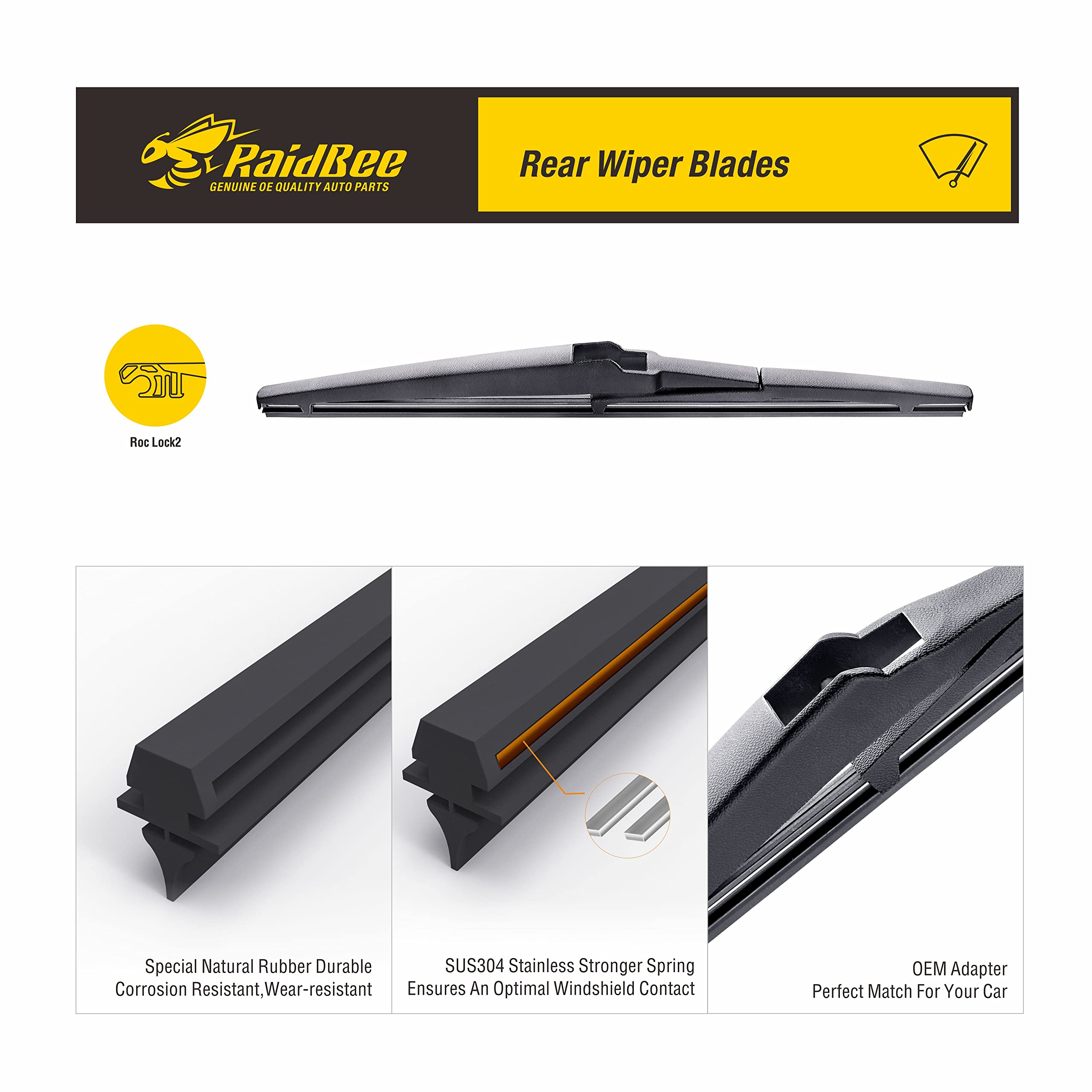 Raidbee Rear Wiper Blade 12 Inch, Automotive Replacement For Toyota Highlander 2001-2019 Back Windshield Wiper Blades(12-A)