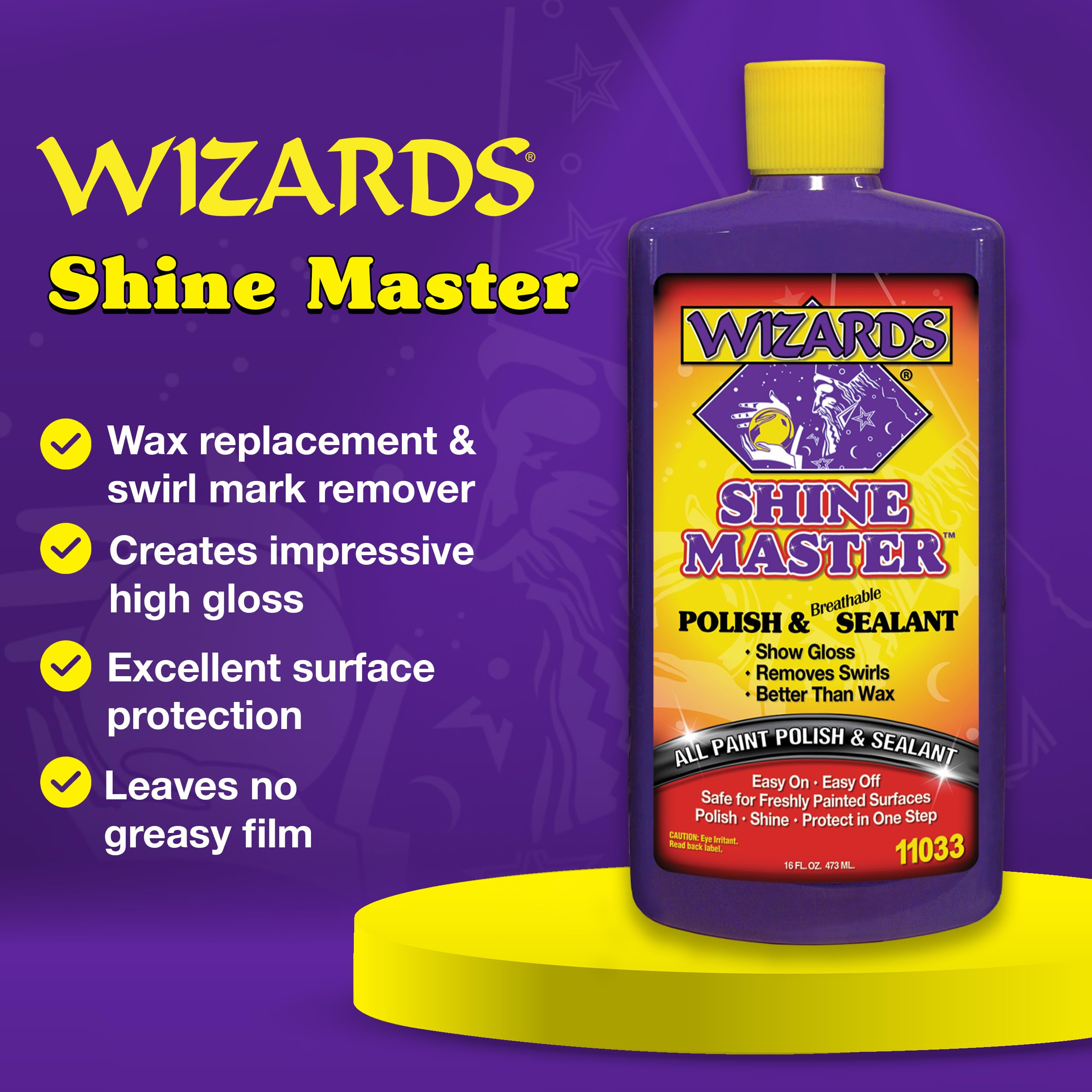 Wizards Shine Master Polish And Breathable Sealant - 16 Oz - No Wax Or Free Silicone - Polishes And Protects With No Greasy Film