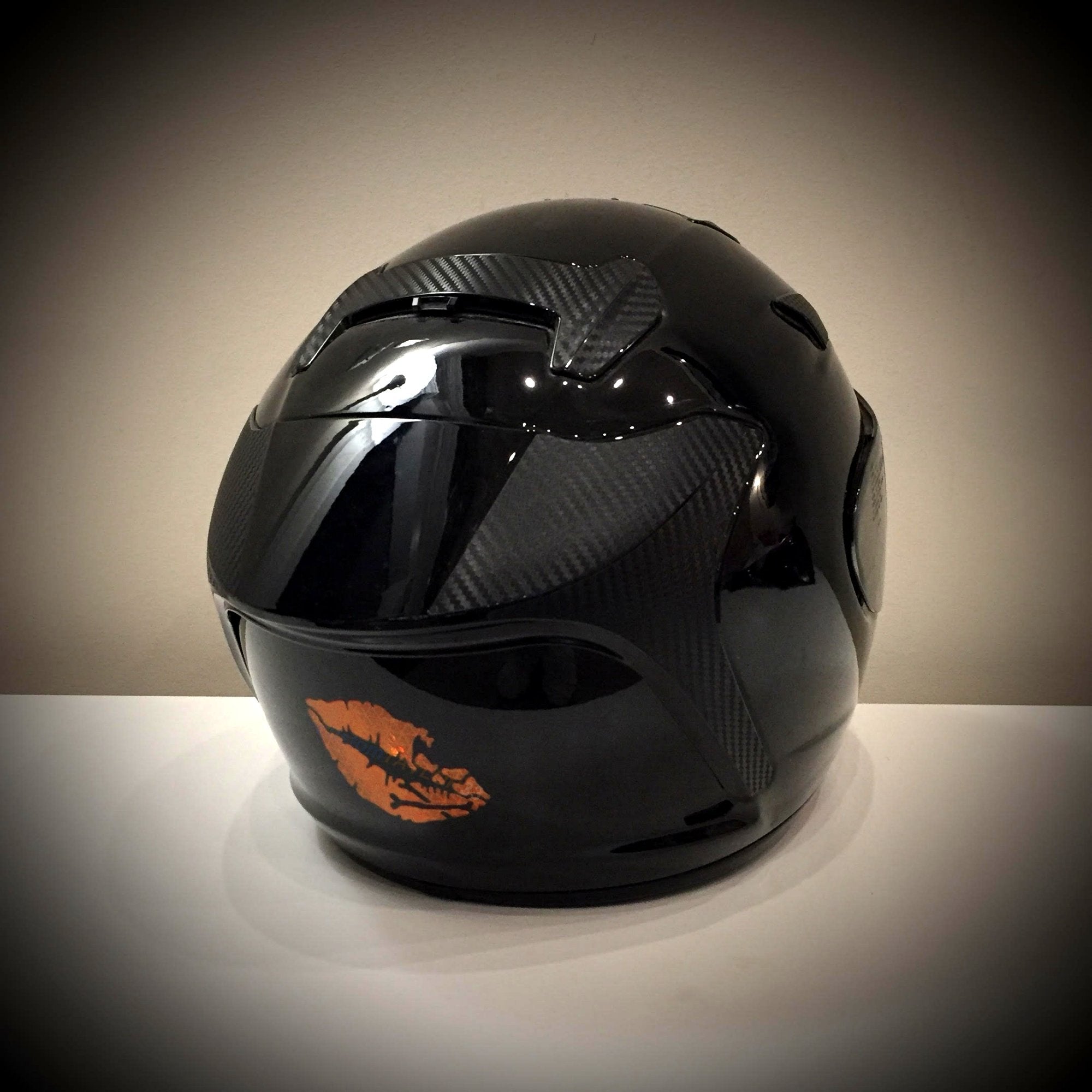 Customtaylor33 High Intensity Reflective Vinyl Death Kiss Skull Crossbones Lips Decal Bumper Sticker - Cars, Motorcycles, Helmets, Wind Screens, Laptops, Cellphones, (Orange, 12 Inch Wide)