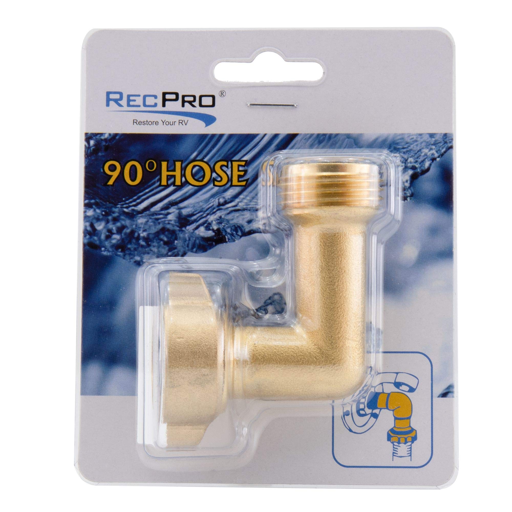 Recpro Rv 90 Degree Hose Elbow With Mesh Strainer | Solid Brass Garden Hose Elbow Adapter For Rv Water Hose | City Water Inlet E