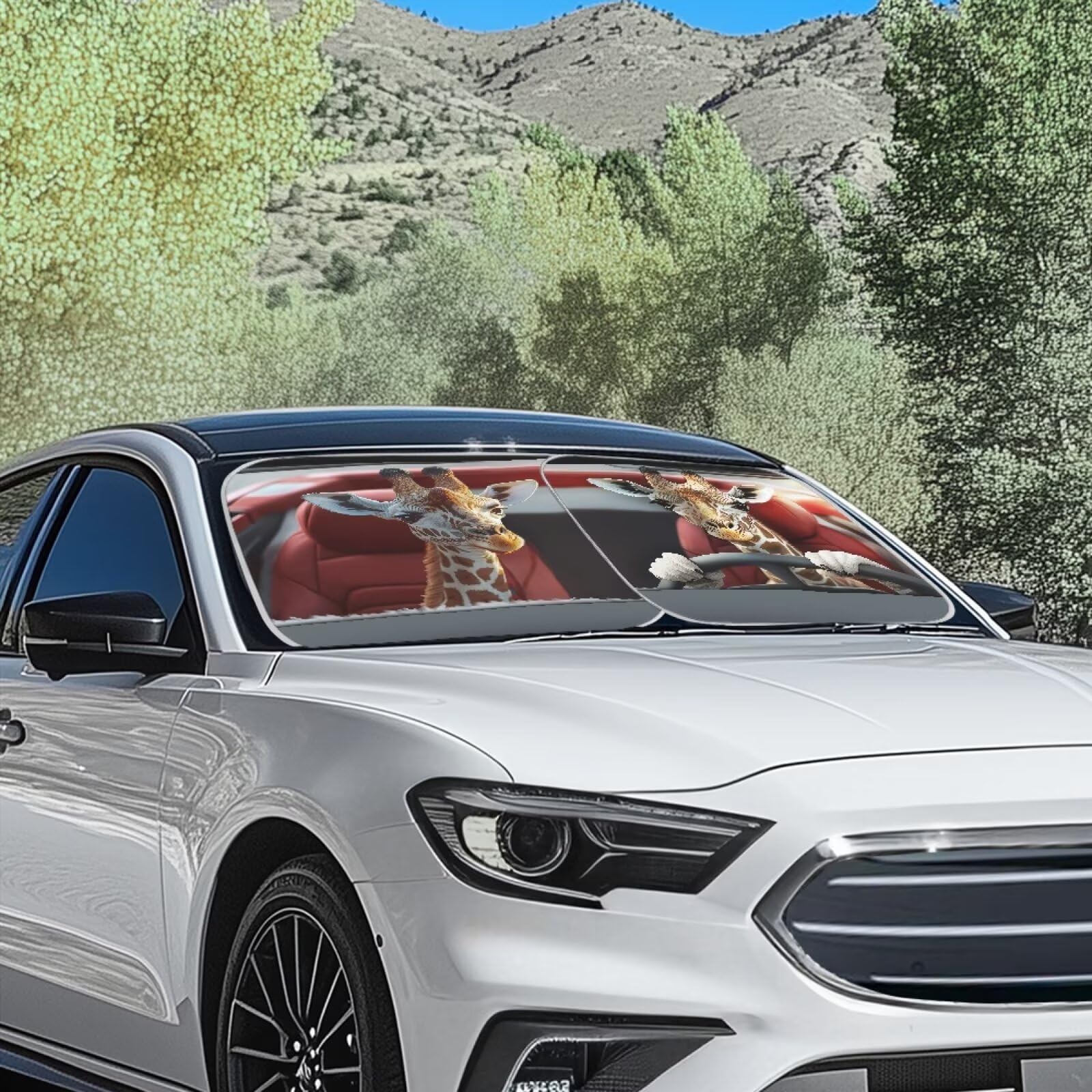 Huisefor Deer Windshield Cover For Women Funny Animal Car Windshield Sun Shade For Summer Heat Resistant Car Sunshade For Front