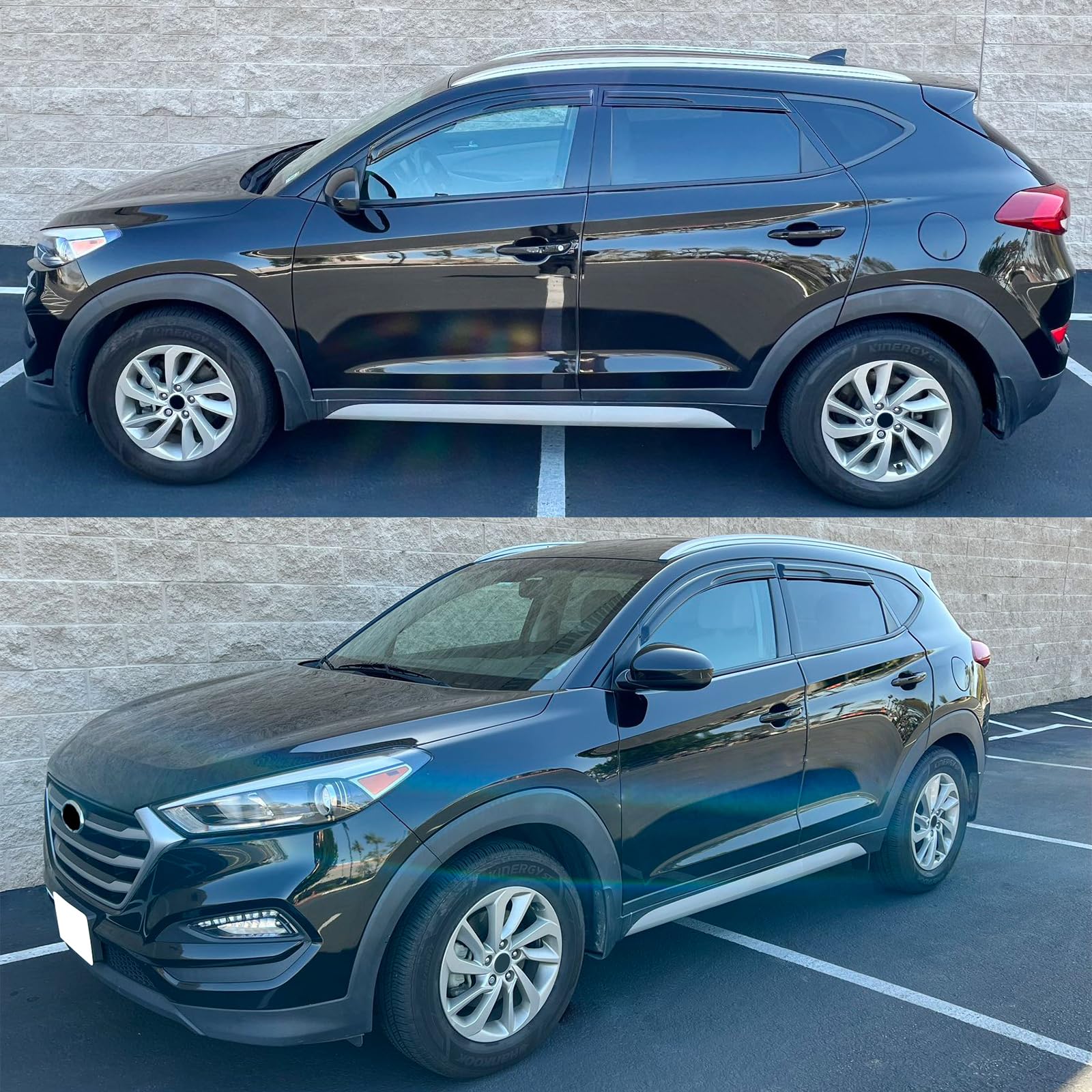 Window Visor Compatible with 2016-2021 Hyundai Tucson, Acrylic Smoke Tinted & Semi-Transparent Sun Rain Shade Guard Wind Vent Ai