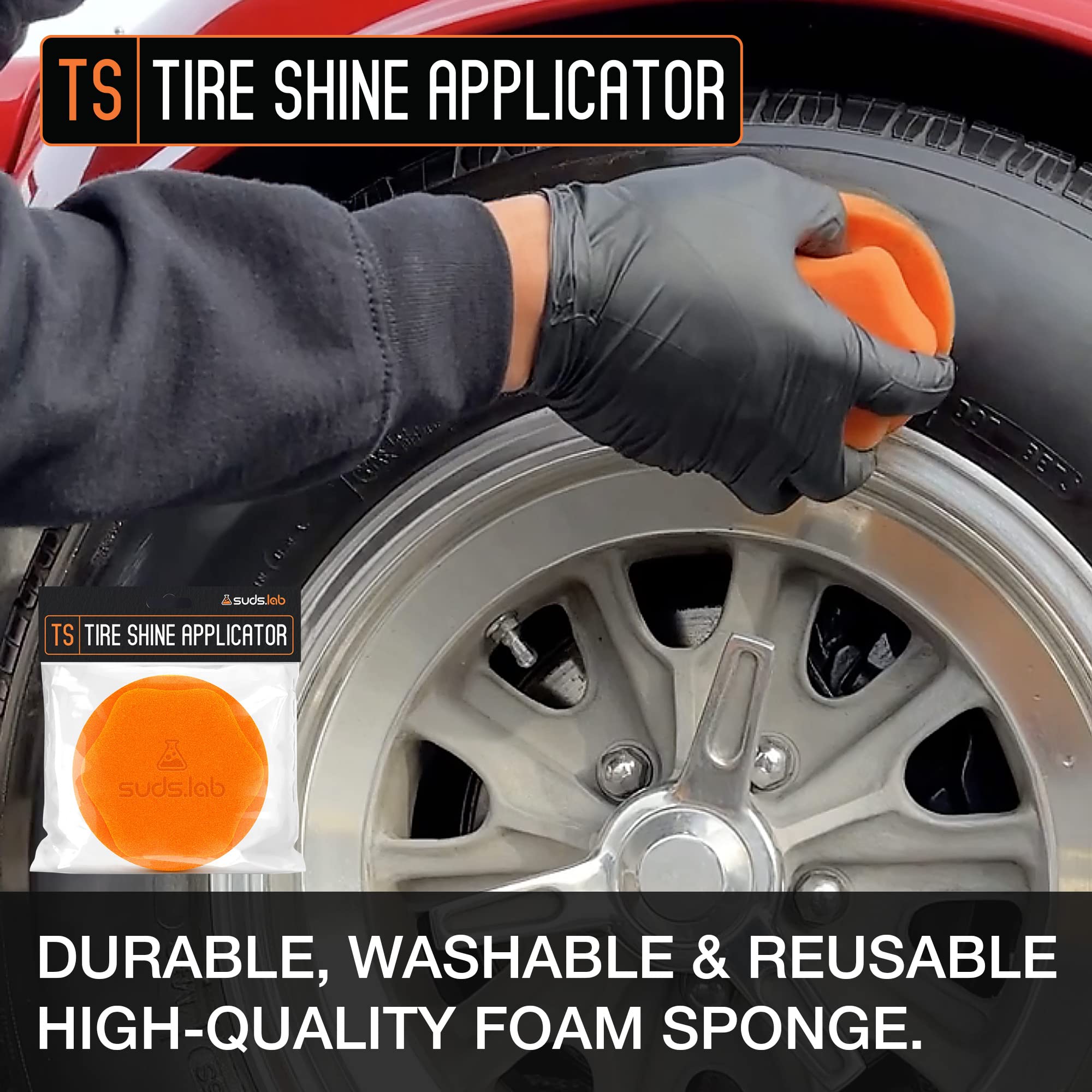 Suds Lab Ts Tire Shine Applicator - Reusable Foam Applicator For Tire Treatments - Use With Tire Gel, Tire Shine, Tire Wet, Tire