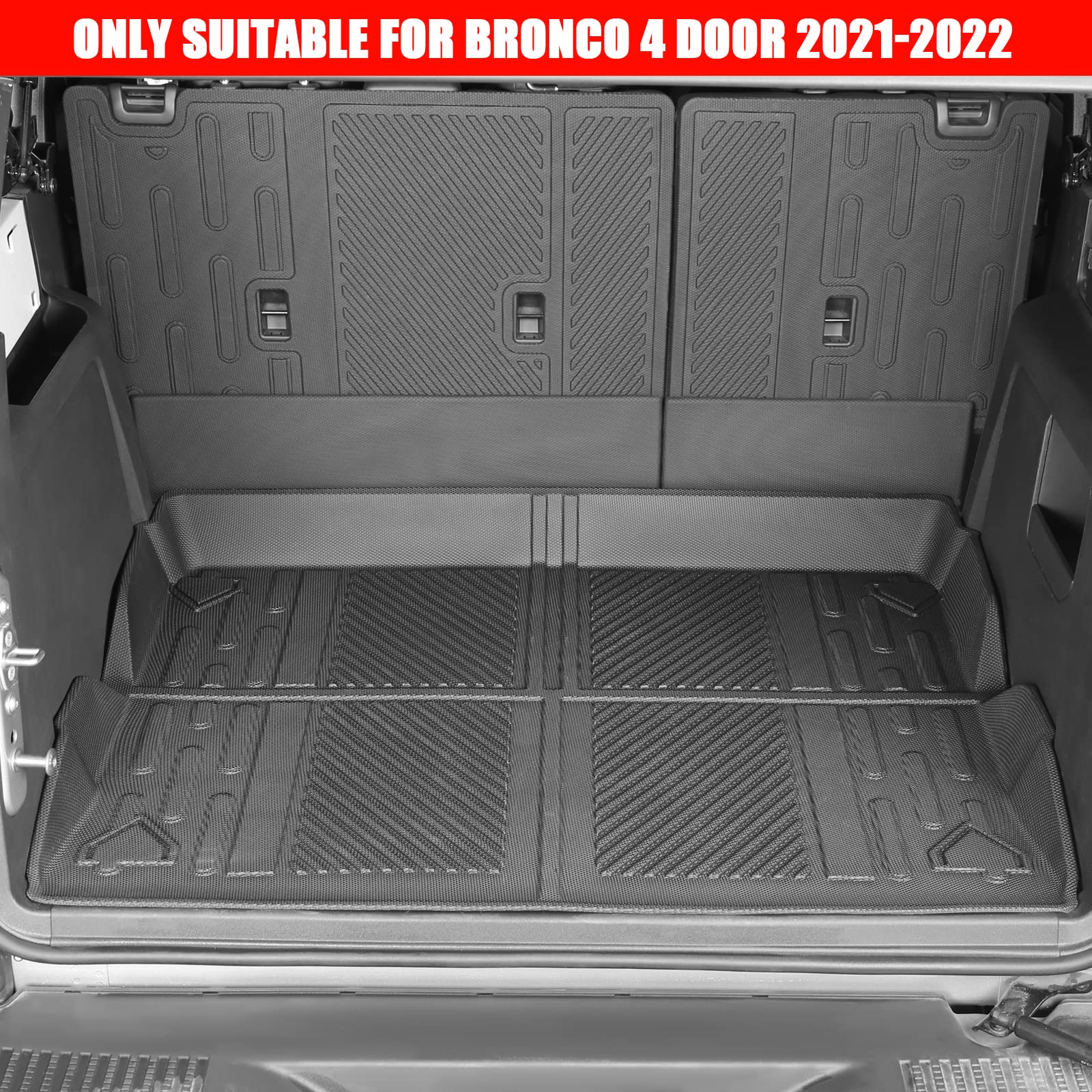 Mabett Interior Cover Mats for Ford Bronco Accessories 4-Door 2021 2022 2023 2024 Floor Mats Rear Seat Back Cover and Cargo Line