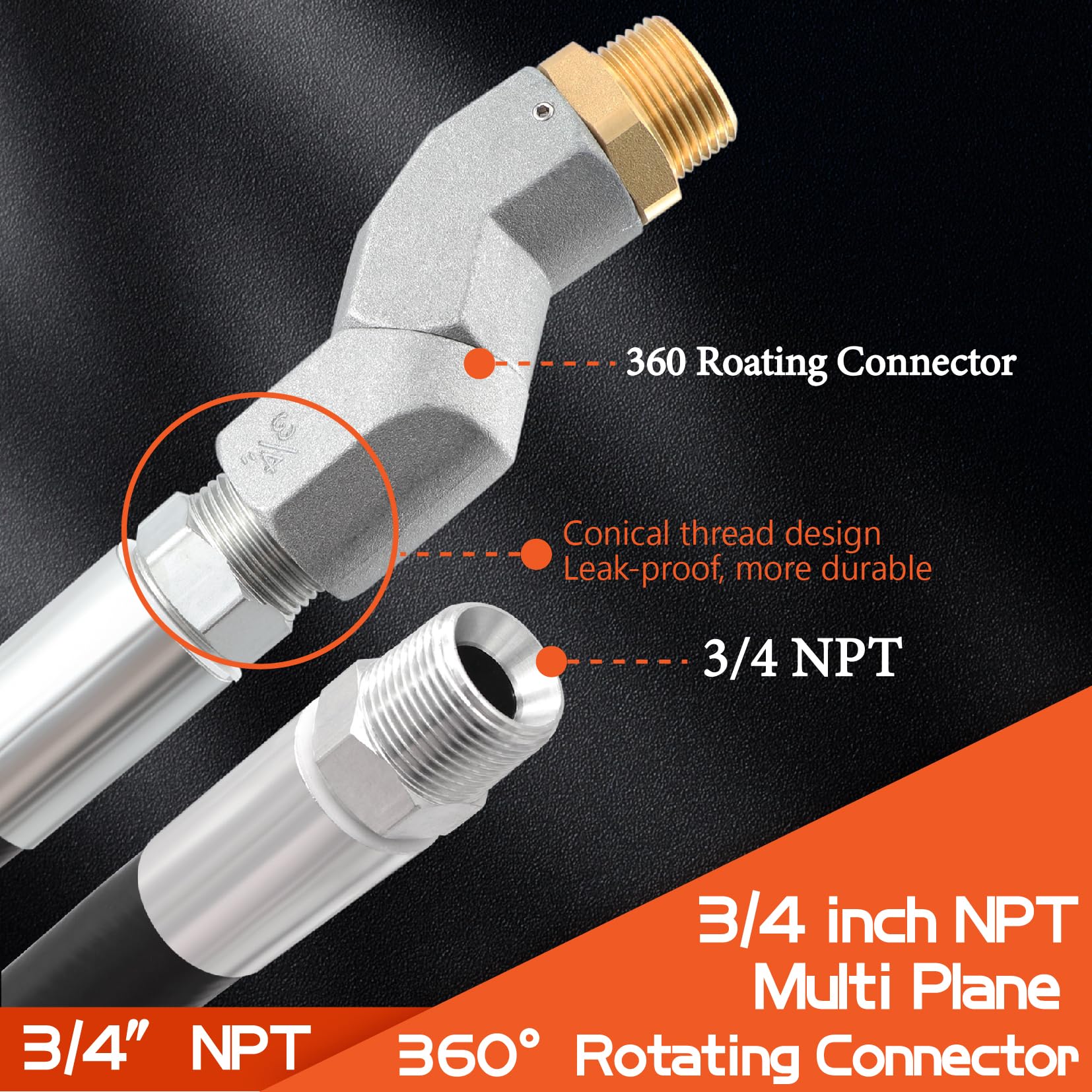 Ruikarhop 3/4'' Fuel Transfer Hose 20Ft,Farm Pump Hose Male Npt Connector With Fuel Hose Swivel For Gasoline,Diesel,Biodiesel