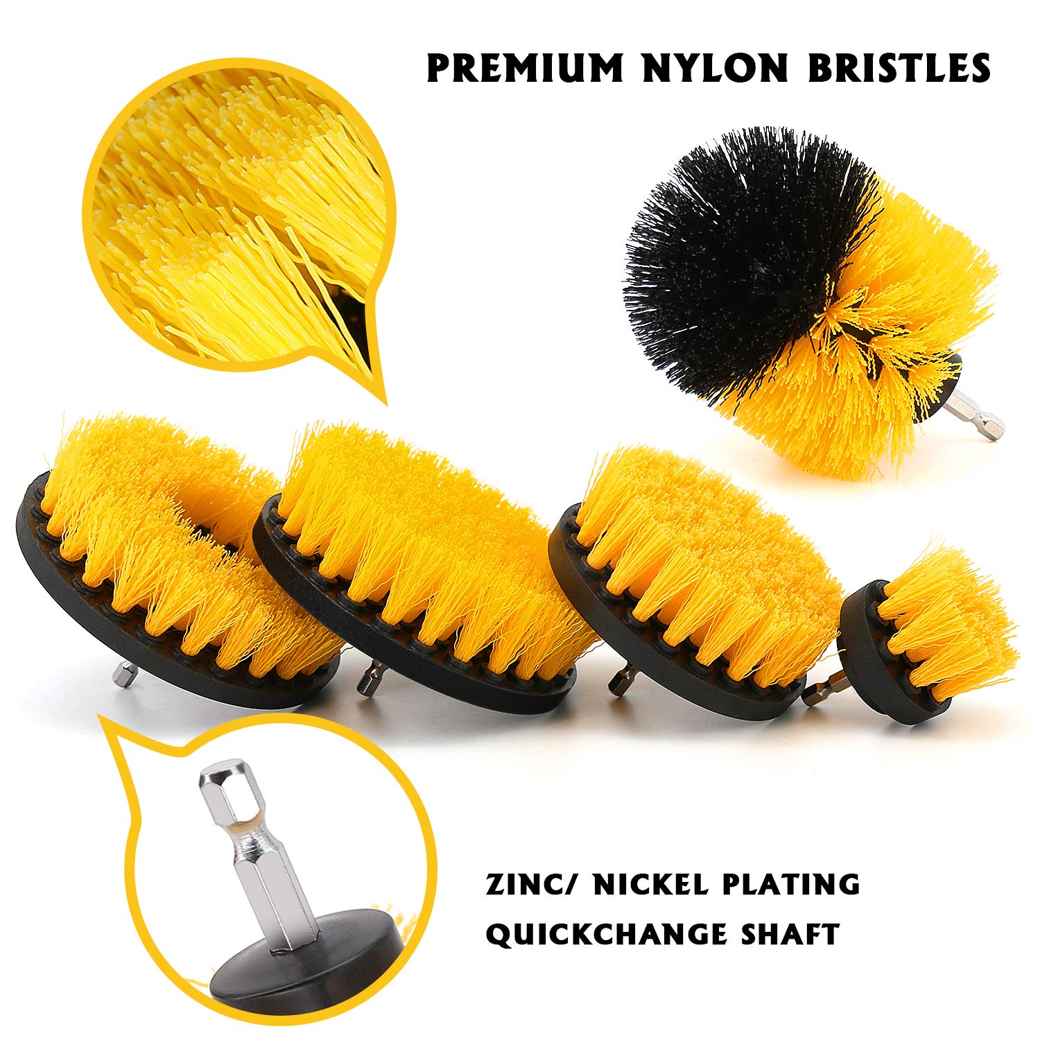 5 Pieces Drill Brush Attachments, Scrubber Brush For Drill, Power Cleaning Kit For Carpet, Car Detailing, Bathroom Surface, Upho