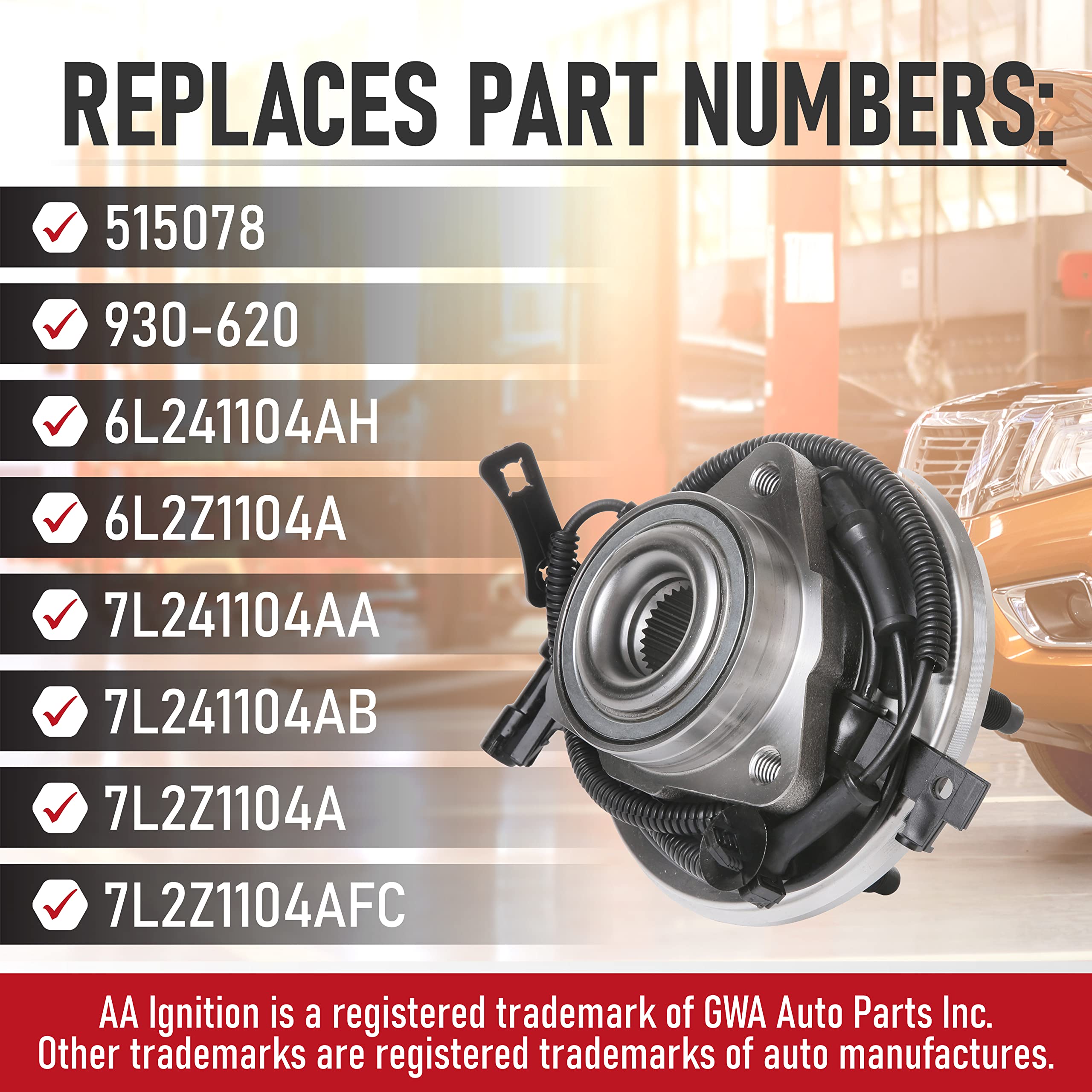 Replacement Front Wheel Hub Bearing Assembly - Compatible With Ford And Mercury Vehicles - Explorer, Explorer Sport Trac, Mounta