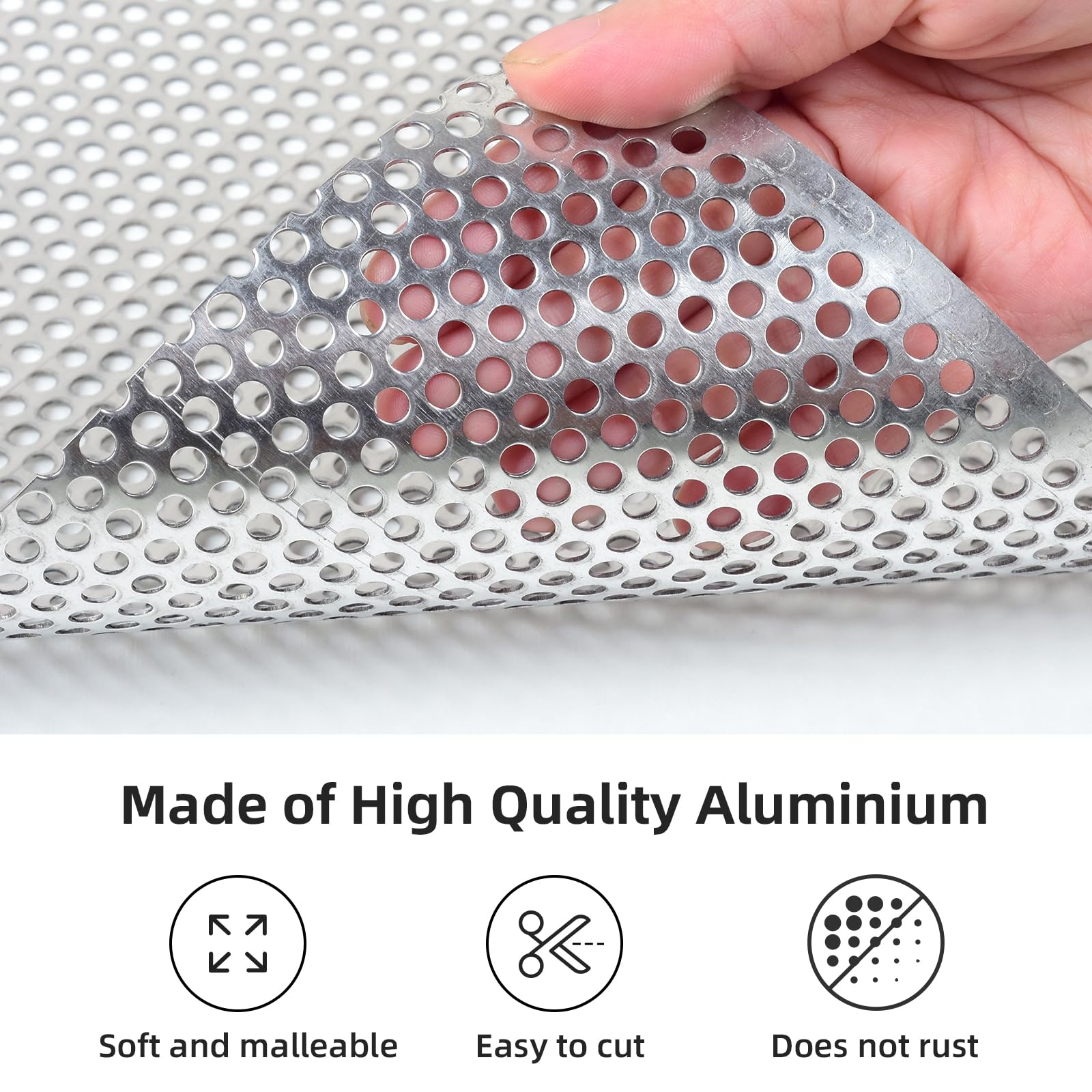 Aggauto Universal 40''X13'' Car Grill Mesh - Aluminum Alloy Automotive Grille Insert Bumper Perforated Metal Sheet Round Hole 4M