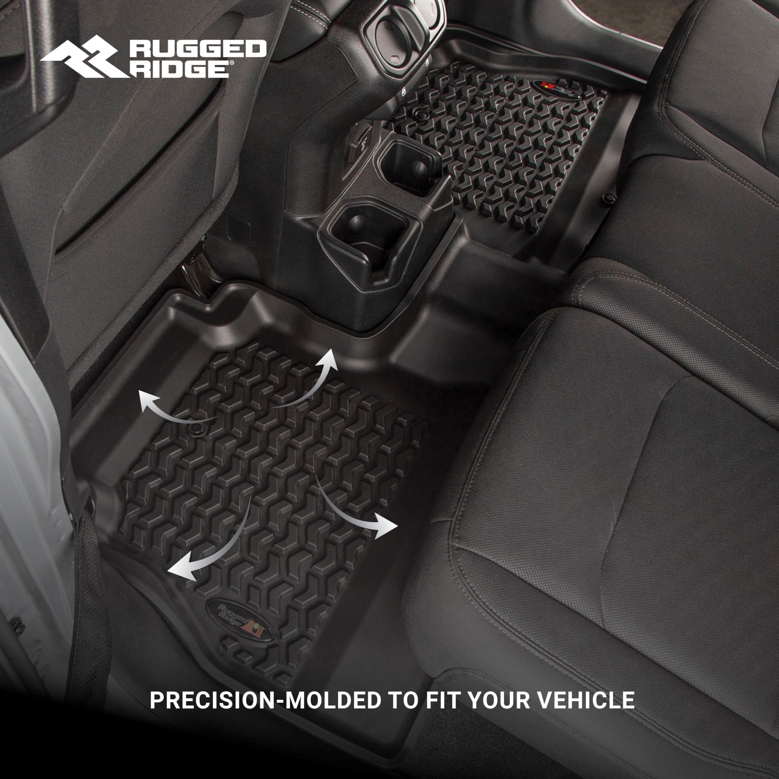 Rugged Ridge Floor Liner Set for Jeep Gladiator JT | Front & Rear, 4-Piece Set, All-Terrain, Black | 12987.44 | Fits 2020-2024 J