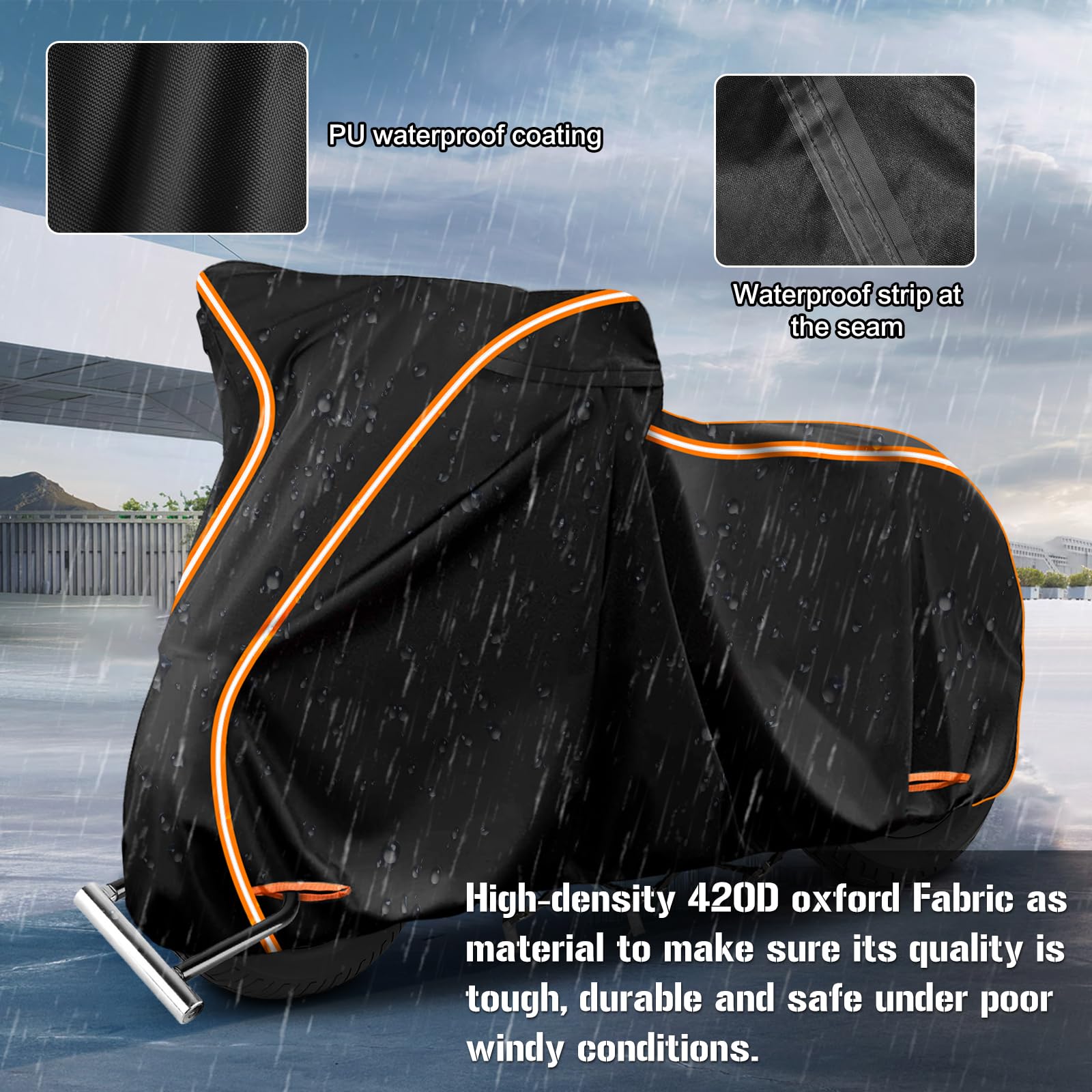 420D Motorcycle Cover For Honda Rebel 250 300 500 1100 Shadow 600 750 1100 / Vtx 1300 1800 / Fury / Vt750,Outdoor Bike Cover Win