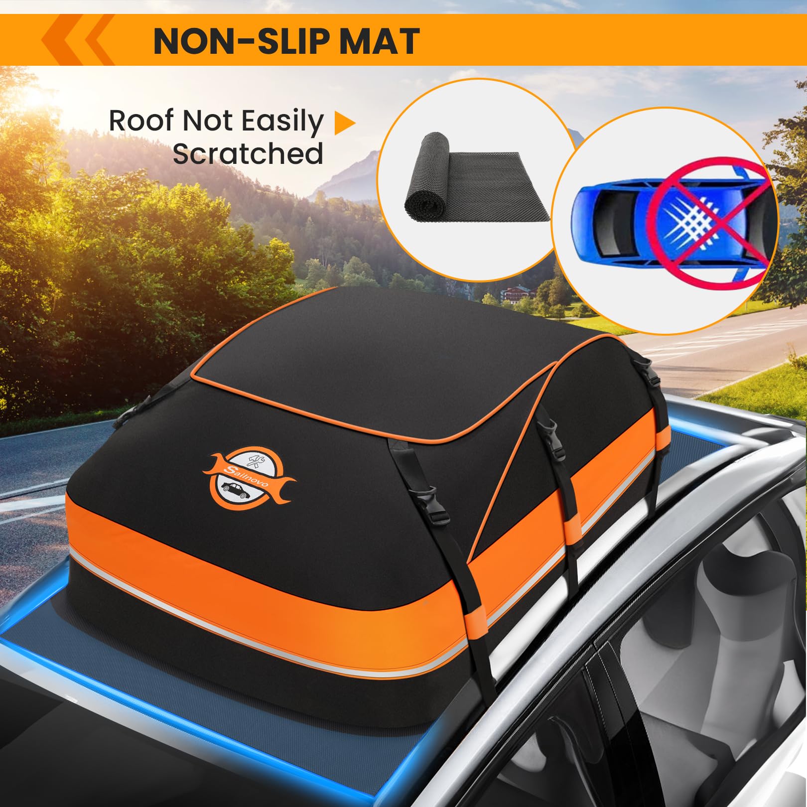 Sailnovo Rooftop Cargo Carrier Waterproof 20 Cubic Feet Car Roof Rack Cargo Carrier Roof Cargo Bag For All Cars With/Without Rac