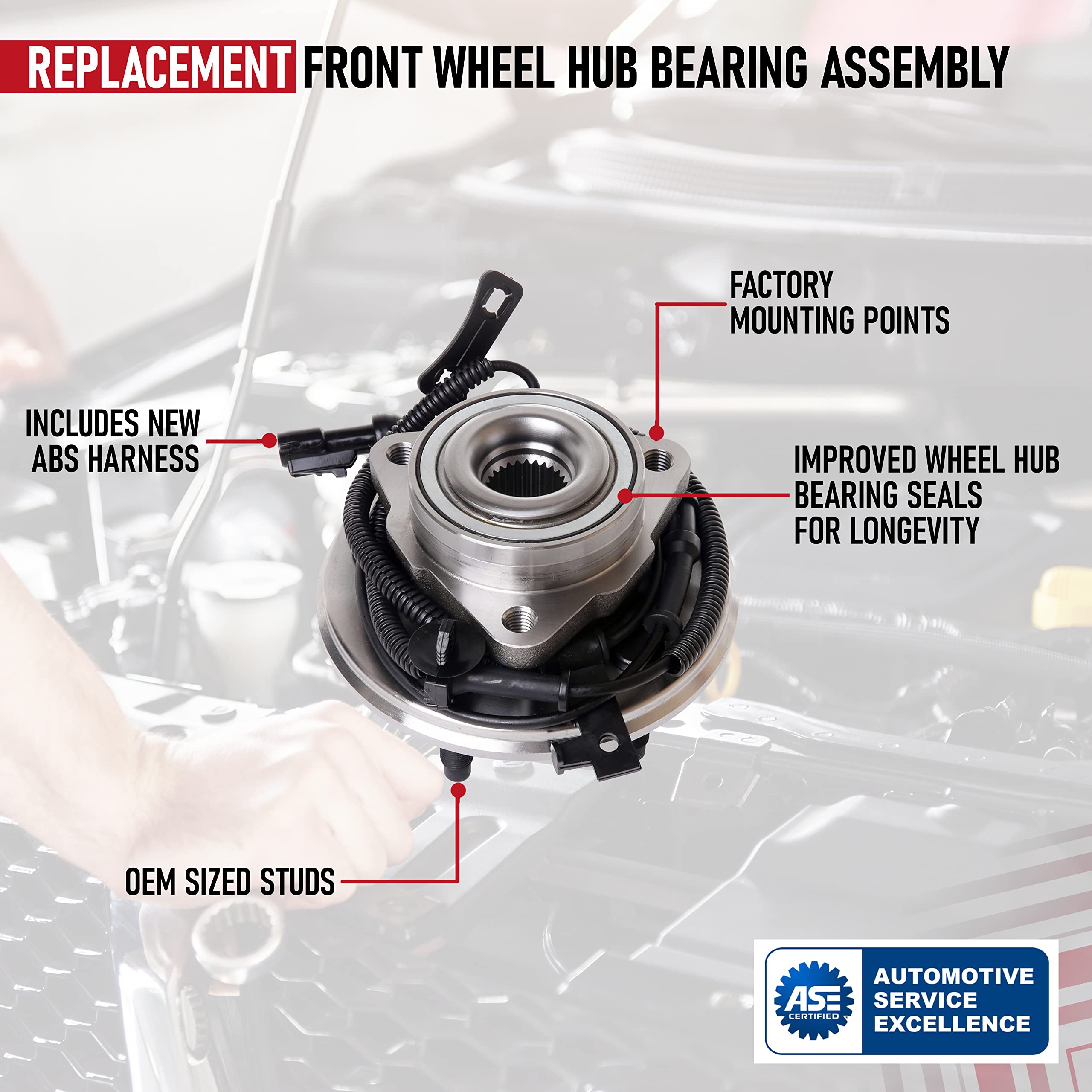 Replacement Front Wheel Hub Bearing Assembly - Compatible With Ford And Mercury Vehicles - Explorer, Explorer Sport Trac, Mounta