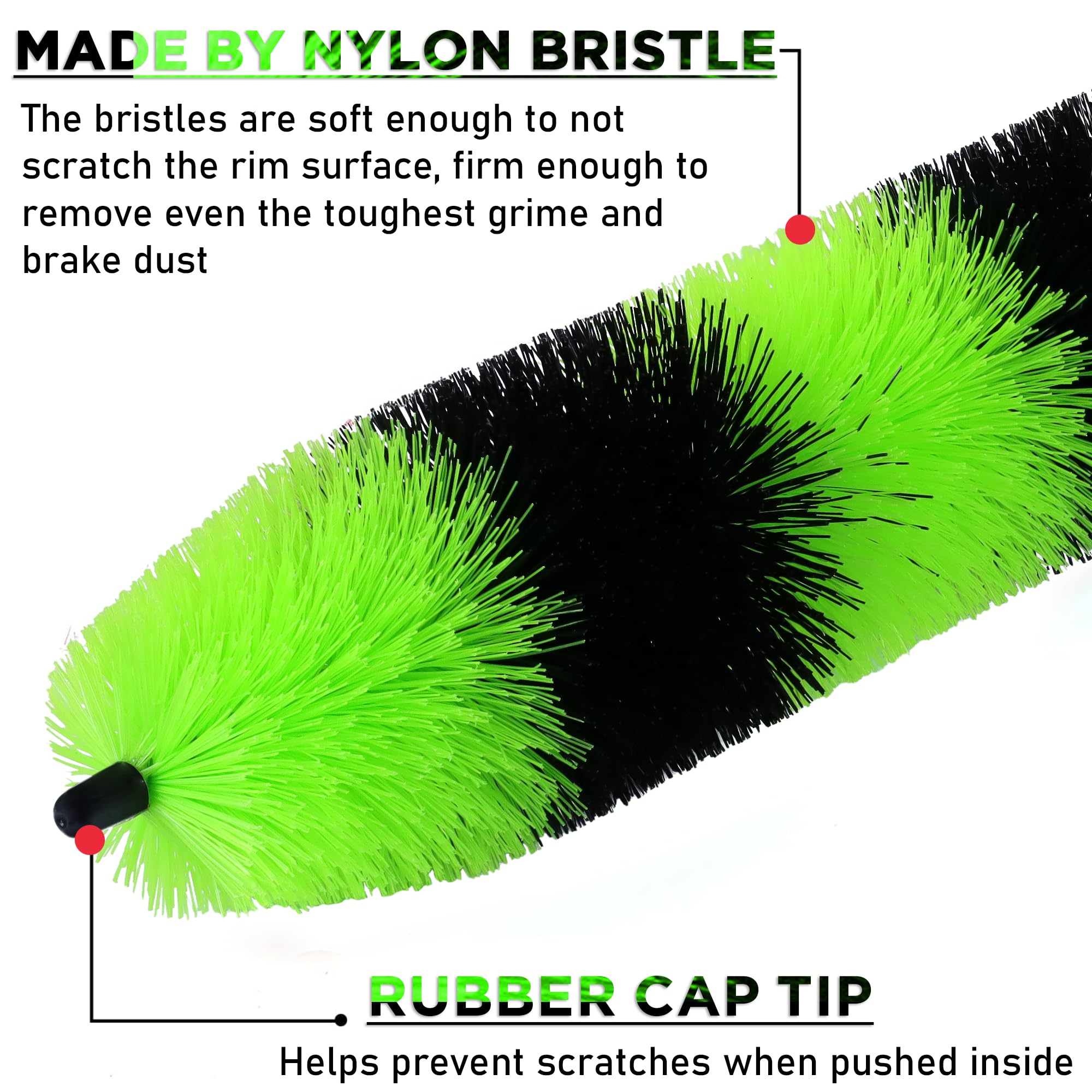 Takavu Master Wheel & Tire Brush, Easy Reach Rim Detailing Brush, Multipurpose Use For Wheels, Rims, Exhaust Tips, Motorcycles (