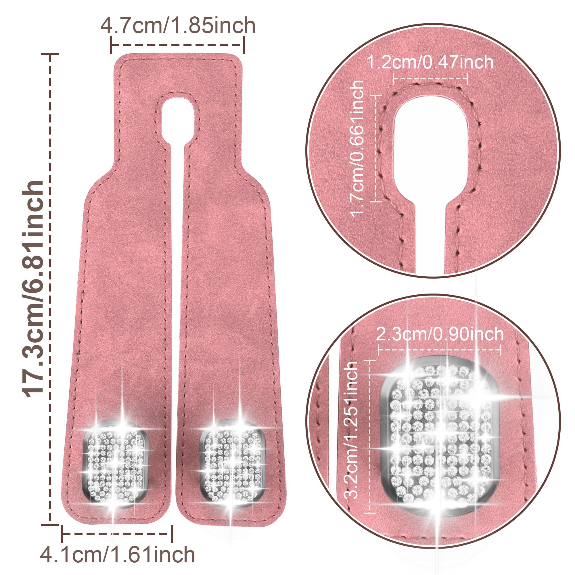 Amelity Car Seat Hooks for Headrest, Purse Hook for Car, Car Hooks for Purses and Bags, Bling Pink Car Accessories for Women (2