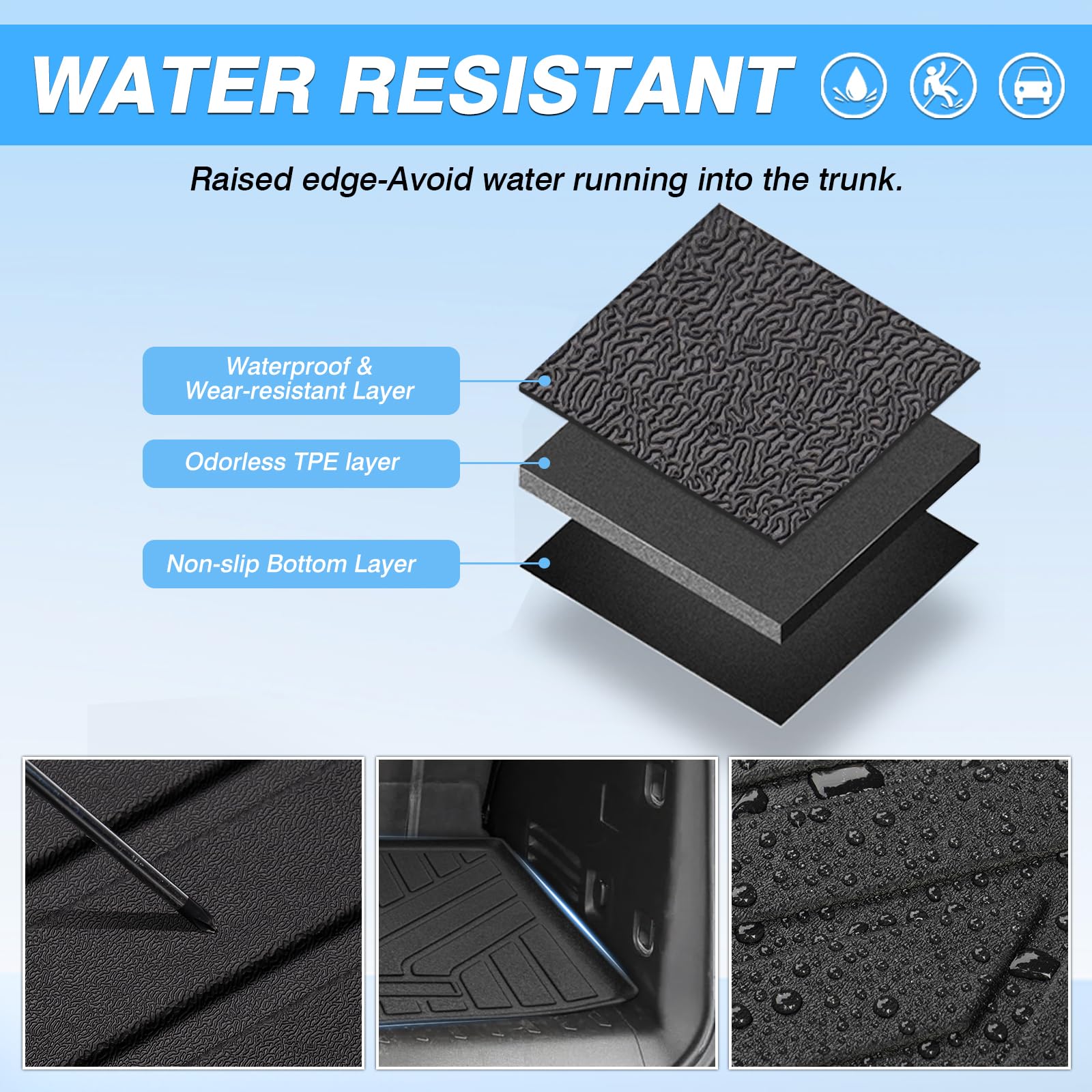 Powerty Trunk Mat For 2018-2023 2024 2025 Chevrolet Chevy Traverse Accessories Cargo Mats Tpe All Weather Cargo Liner Heavy-Duty