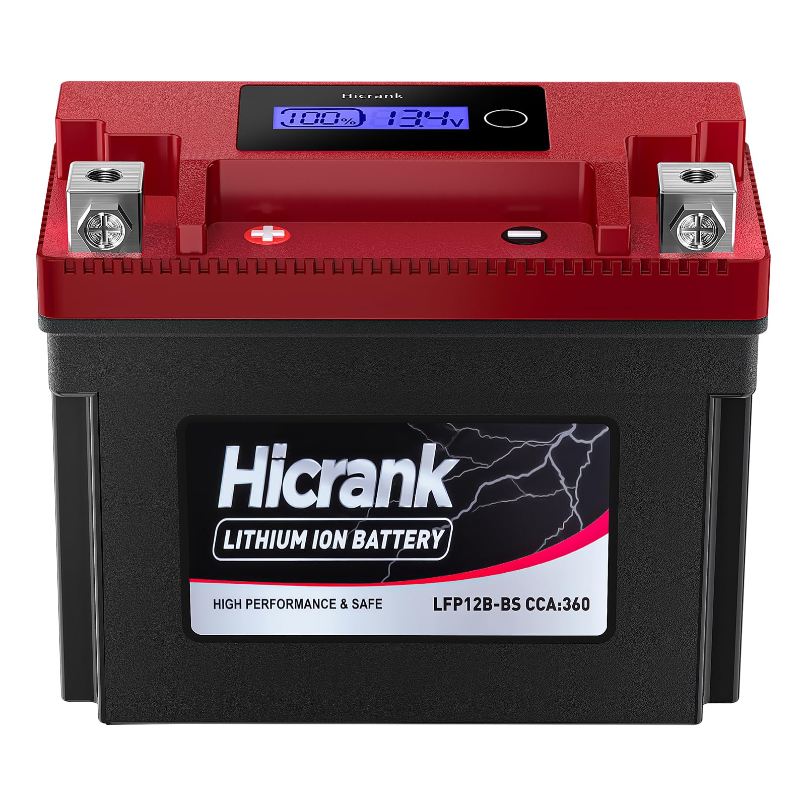 Hicrank YT12B-BS Lithium 12V 6Ah 360CCA LiFePO4 Motorcycle Battery, Powersports Battery for Scooter, ATV, UTV, Jet Ski, Personal