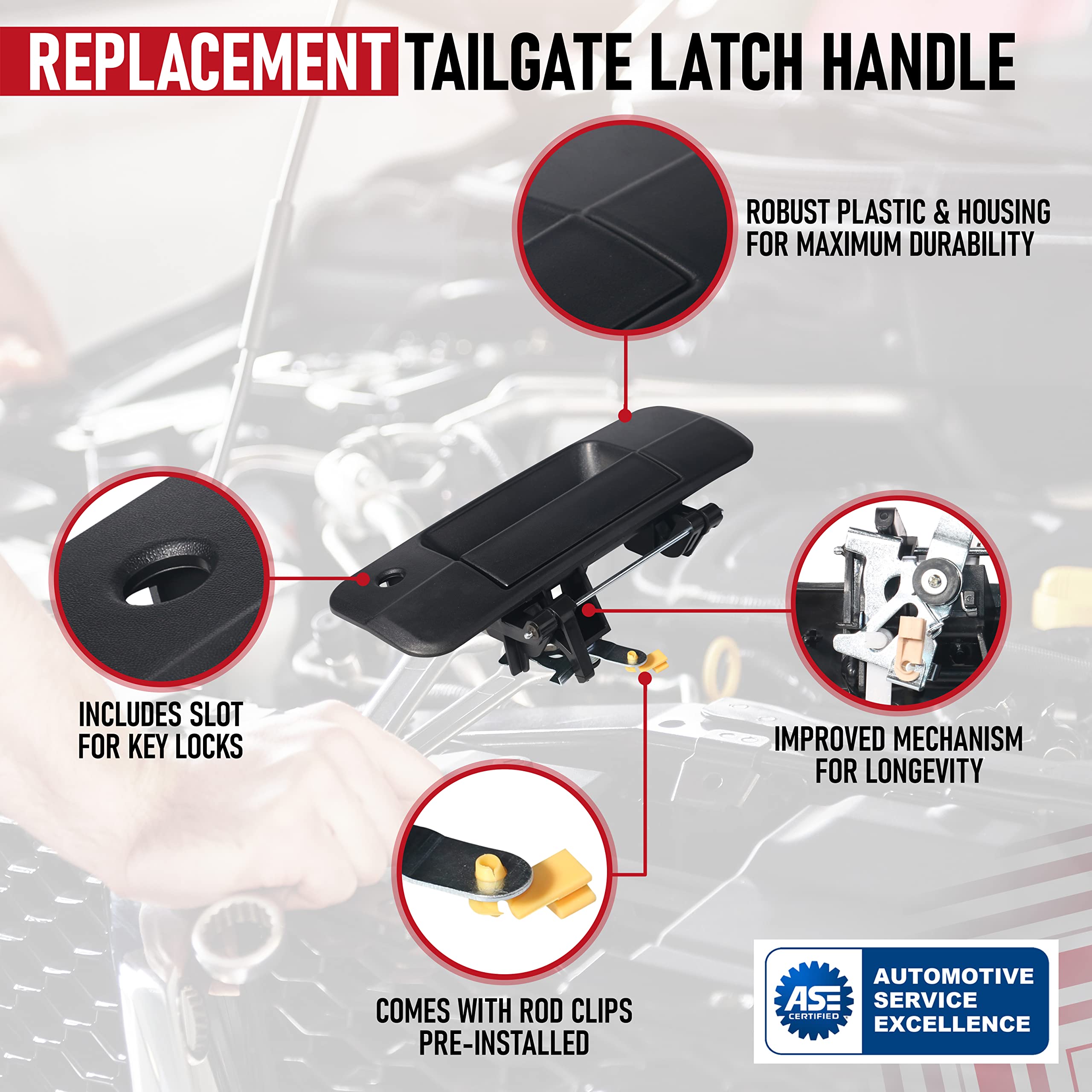 Replacement Tailgate Handle Latch With Keyhole - Replaces 690900C040, 69090-0C040, 81213 - Compatible With Toyota Tundra 2007, 2