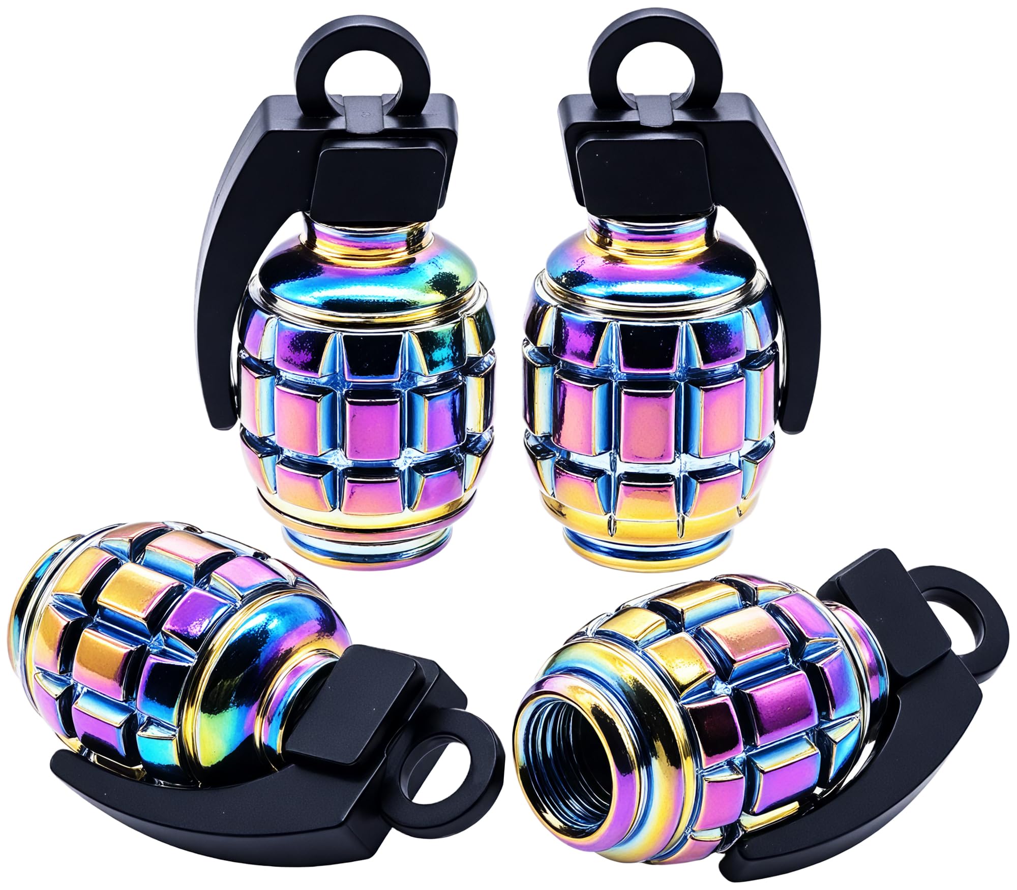 Meajoo 4Pcs Tire Valve Stem Caps, Aluminium Alloy Tire Valve Stem Covers Universal Car Wheel Tire Valve Caps For Cars, Trucks, S