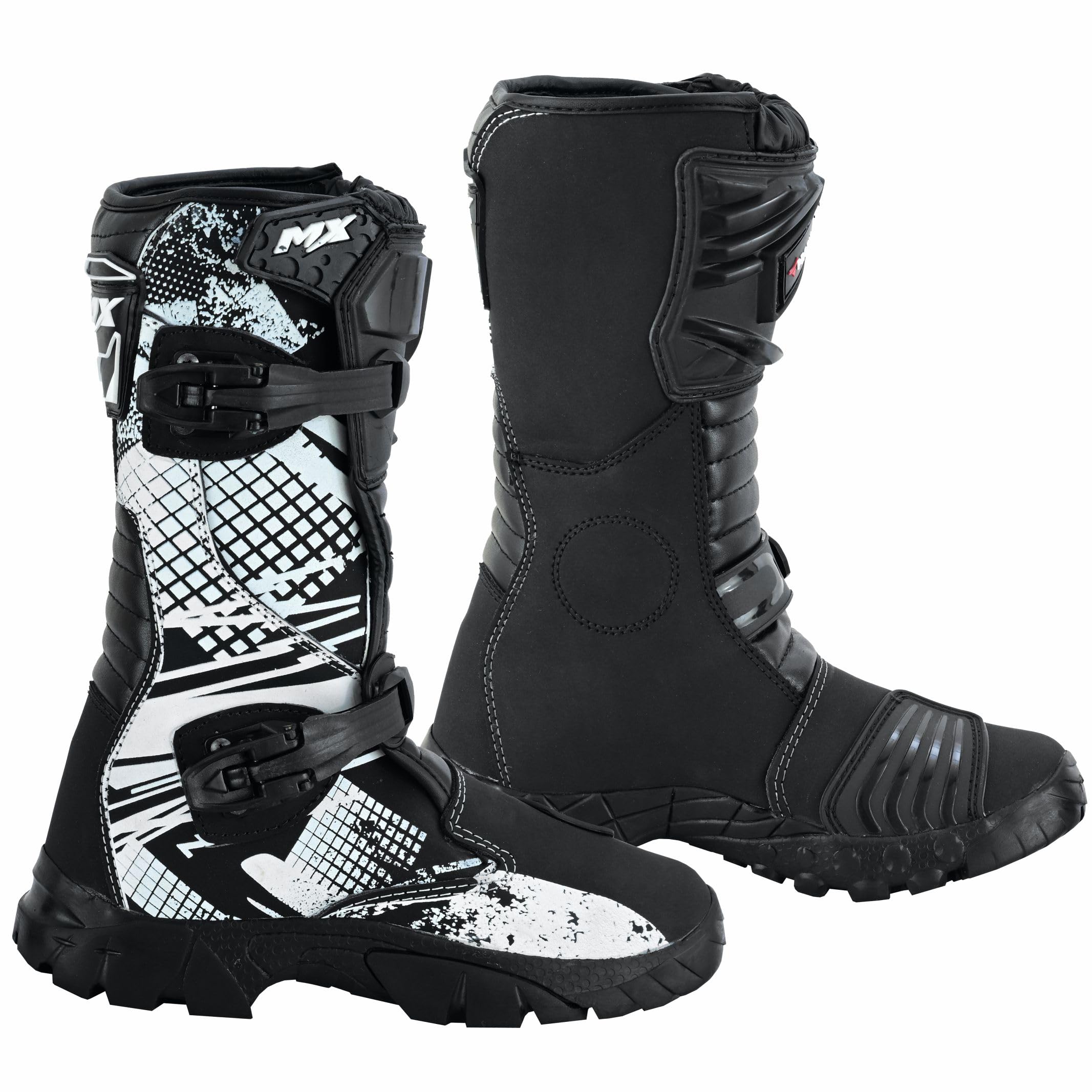 PROFIRST Motorcycle kids boots Motorbike Waterproof shoes Motorcross Dirt Blike Riding Biker Boots for kids (White, USA5)