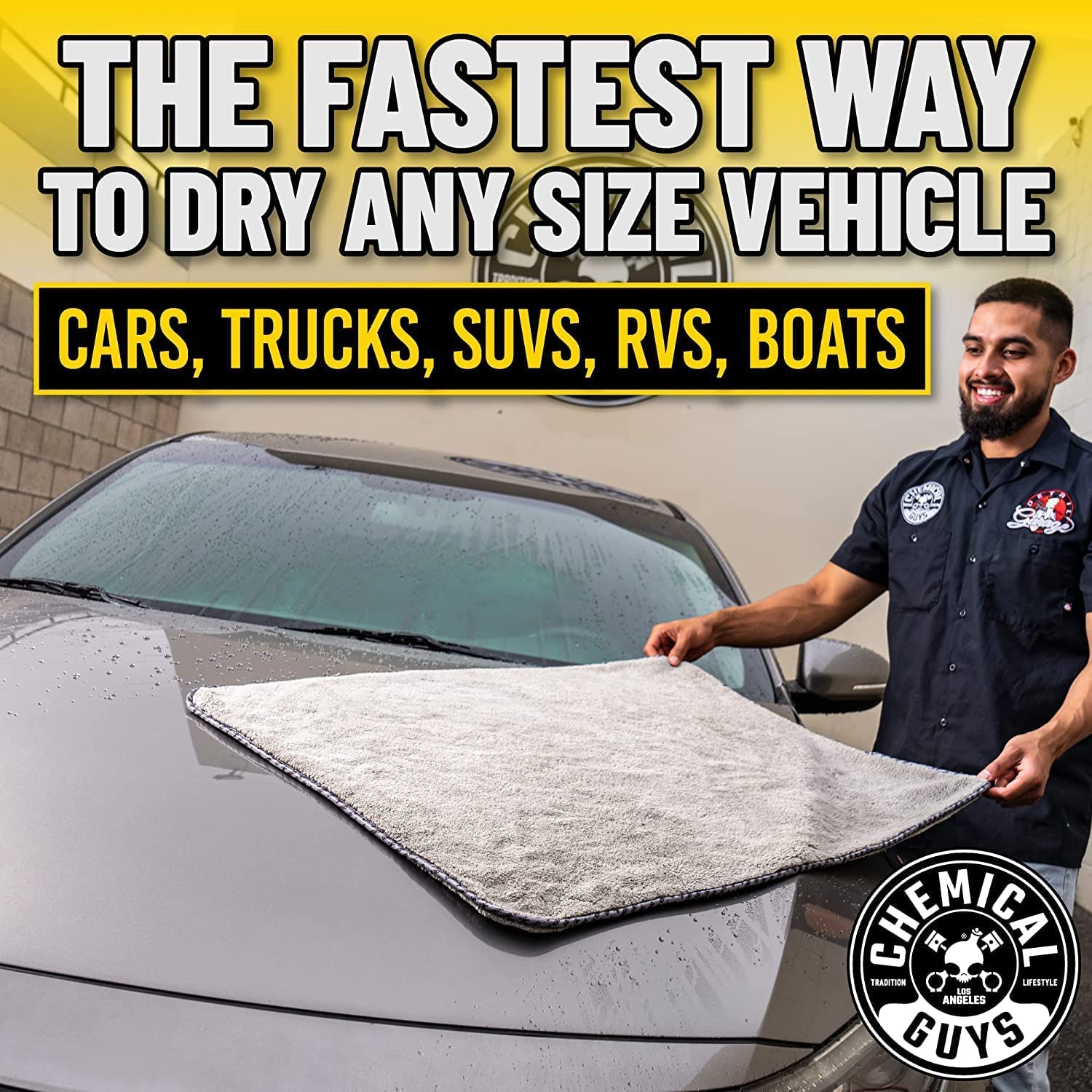 Chemical Guys Woolly Mammoth Large, Super Absorbent And Soft Microfiber Towels For Cars, Gray (36 X 25 Inches) 2-Pack