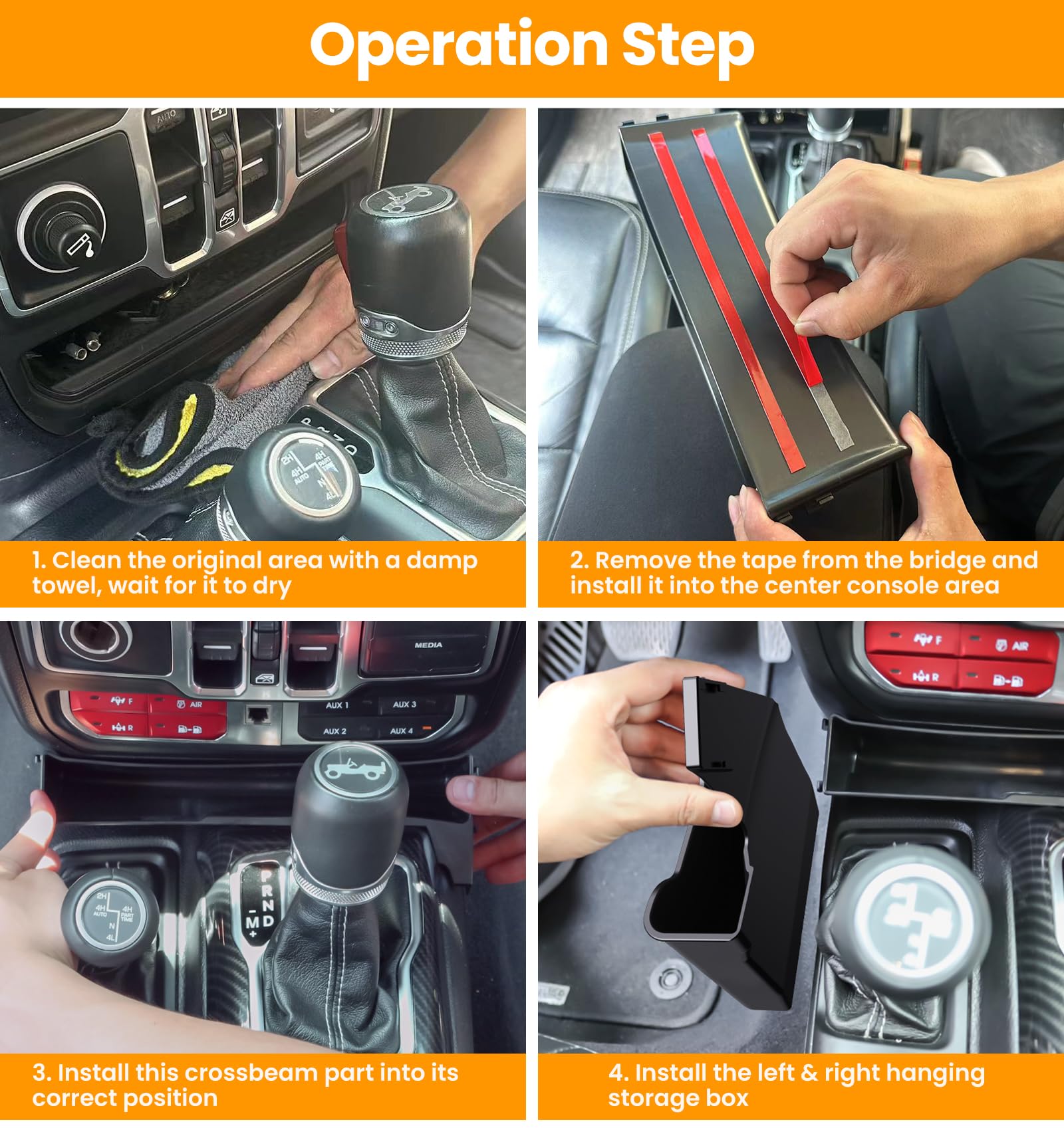 Eamplest Gear Shift Center Console Side Tray Organizer for Jeep Wrangler JL JLU 4xe 2023 2022 2021 2020 2019 2018& Gladiator JT