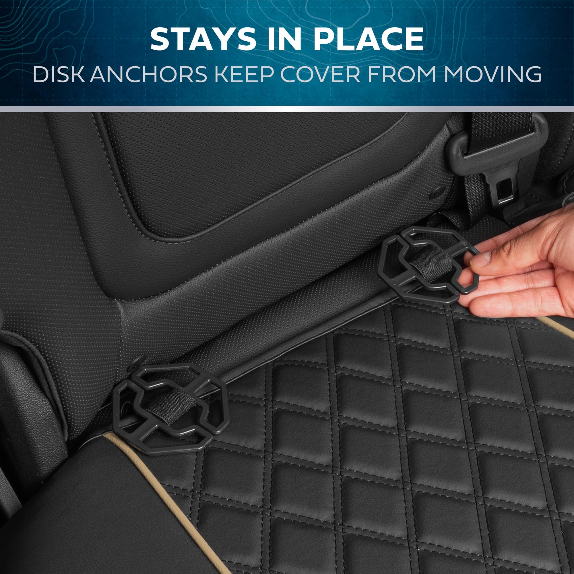 MotorBox Prestige Faux Leather Seat Covers for Cars - (2) Front Semi-Custom Fit Black & Beige Seat Covers for Trucks & SUV - Aut