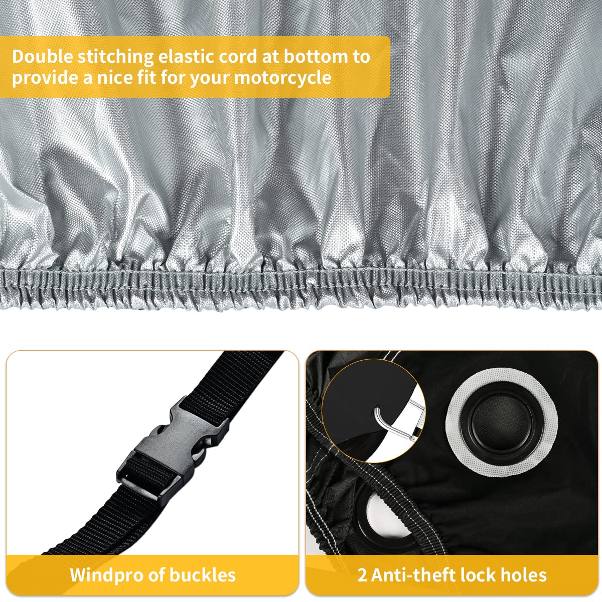 Coverado Motorcycle Cover Waterproof, All Weather Protection Outdoor Full Motorcycle Covers - Uv Proof With Flame Retardant Fabr