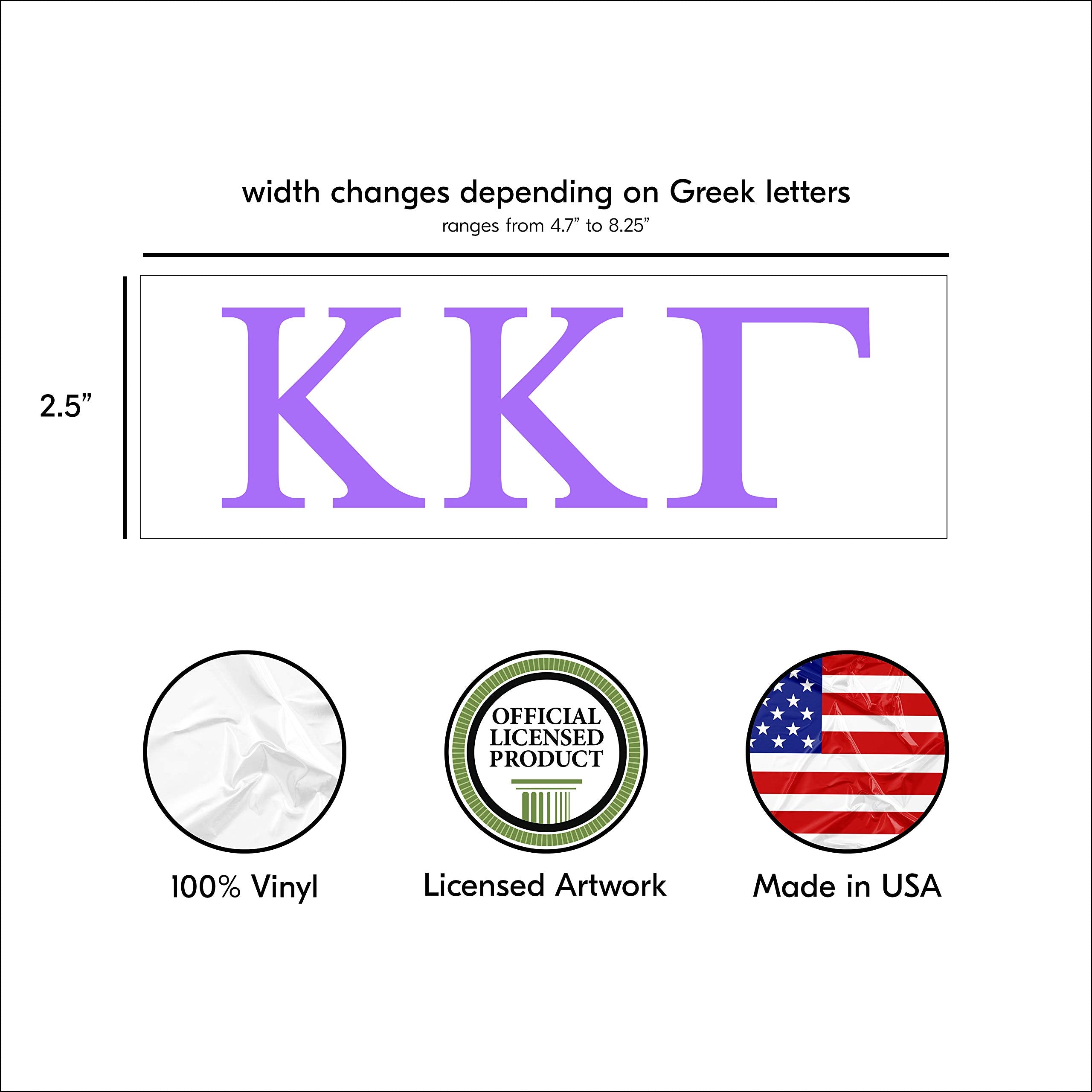 Pro-Graphx Kappa Kappa Gamma Greek Sorority Sticker Decal, 2.5 Inches Tall, Lilac