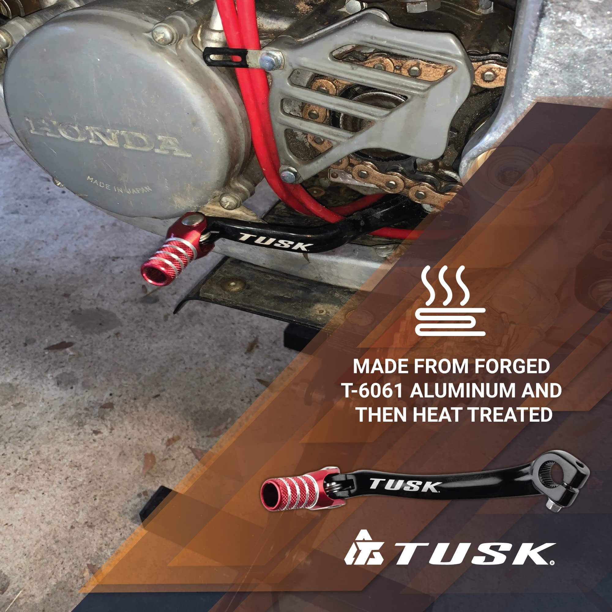 Tusk Folding Shift Lever +10Mm Black/Silver Tip - Fits: Kawasaki Klr650 1987-2018