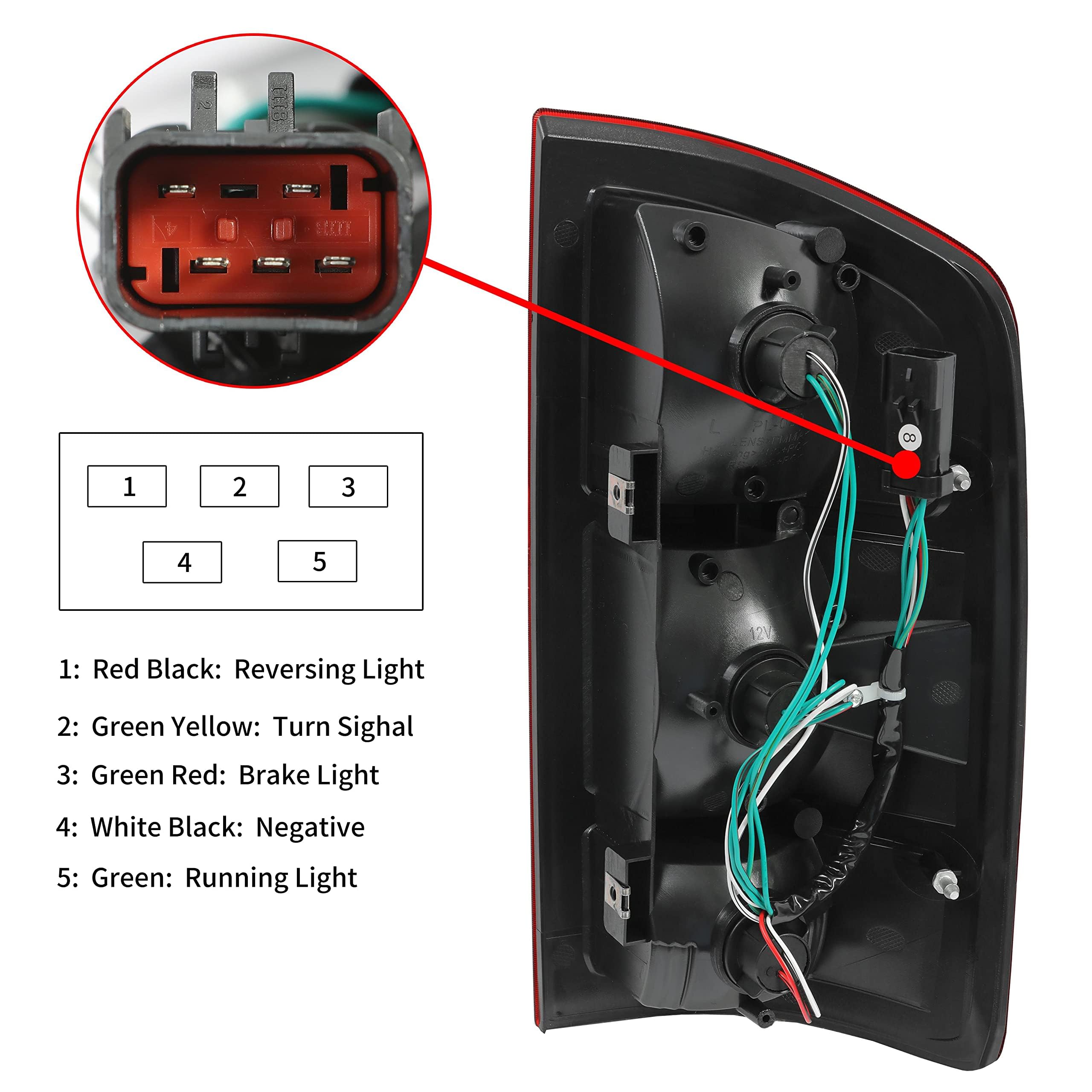 Ecotric Tail Light Compatible With 2002-2006 Dodge Ram 1500 / Compatible With 2003-2006 Ram 2500 3500 Taillight Turn Signal Ligh